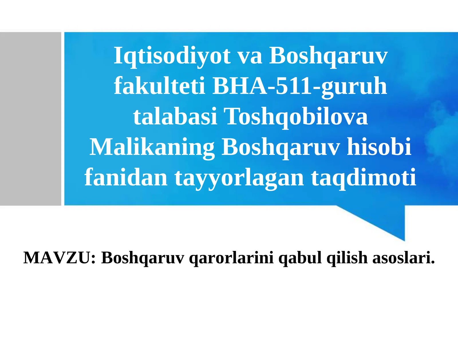 Boshqaruv qarorlarini qabul qilish