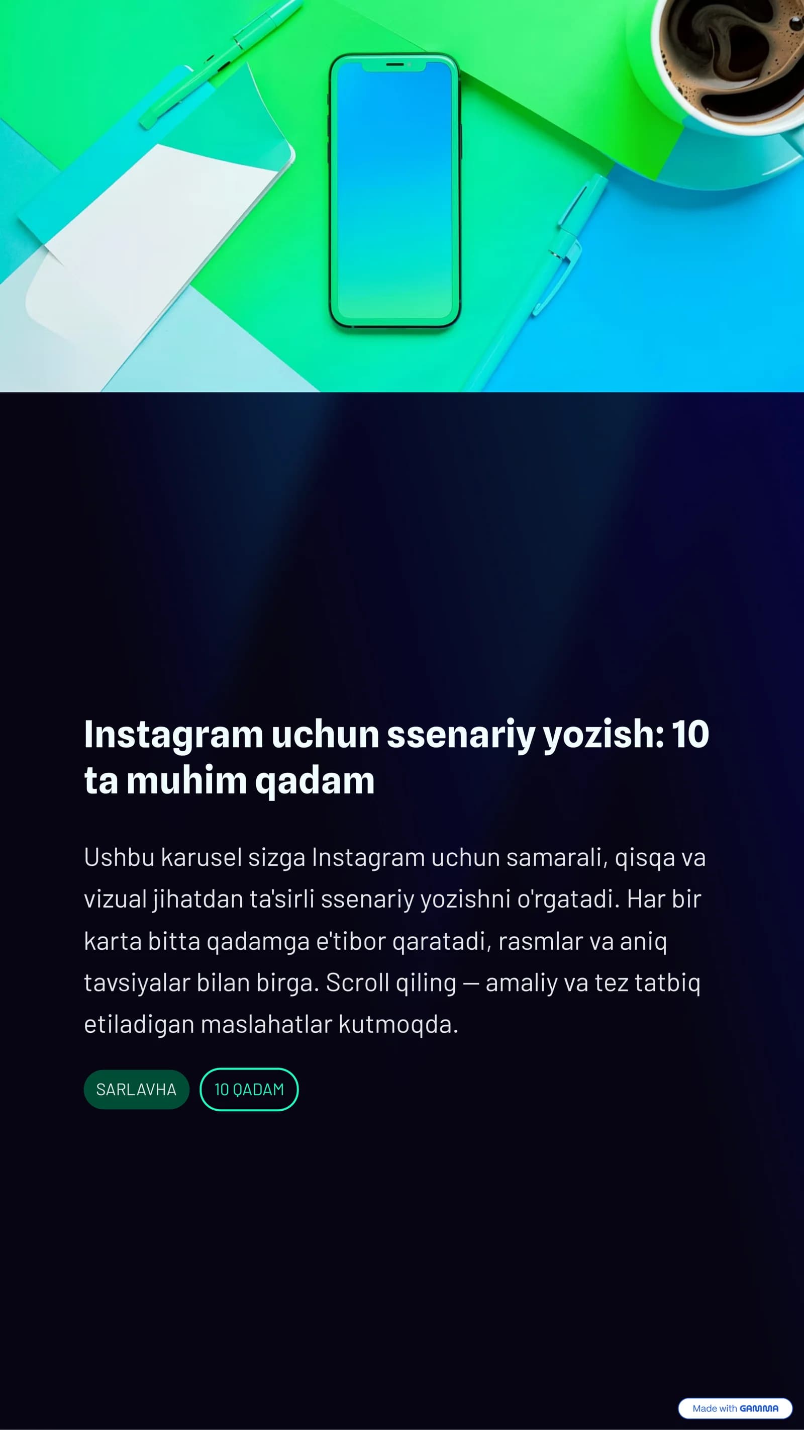 Instagram uchun ssenariy yozish: 10 ta muhim qadam