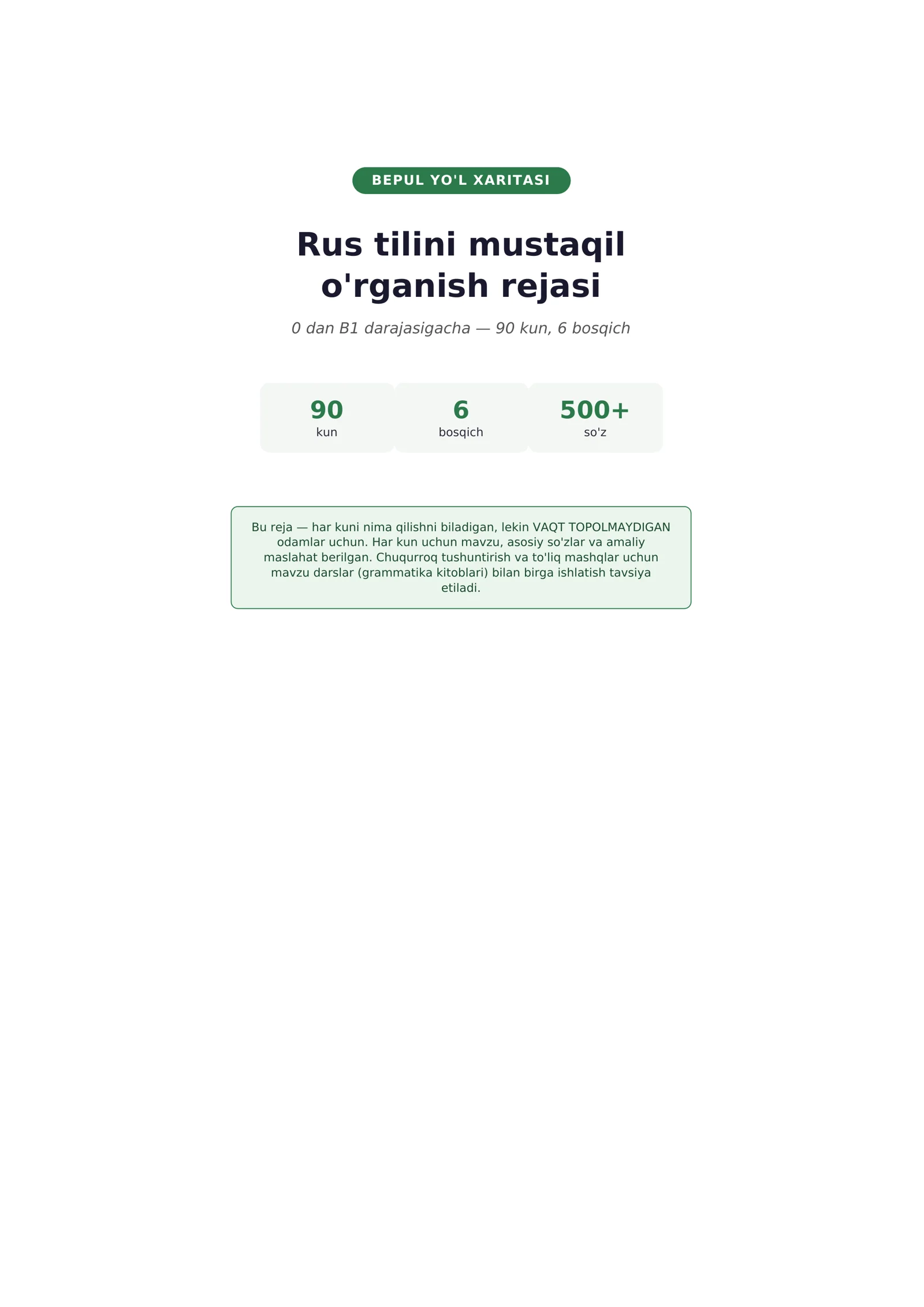 Rus tilini mustaqil o'rganish rejasi