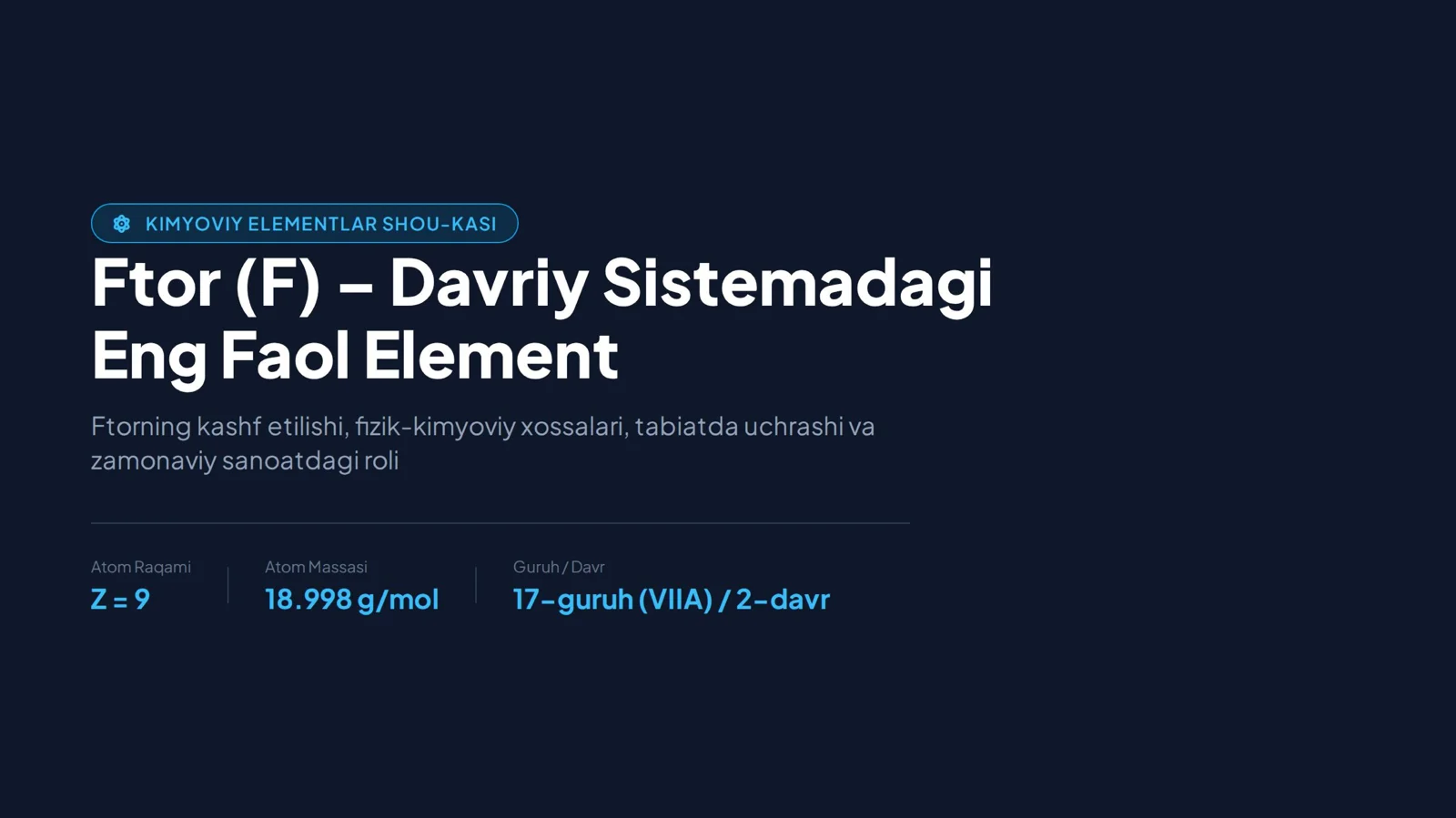 Ftor elementi haqida taqdimot