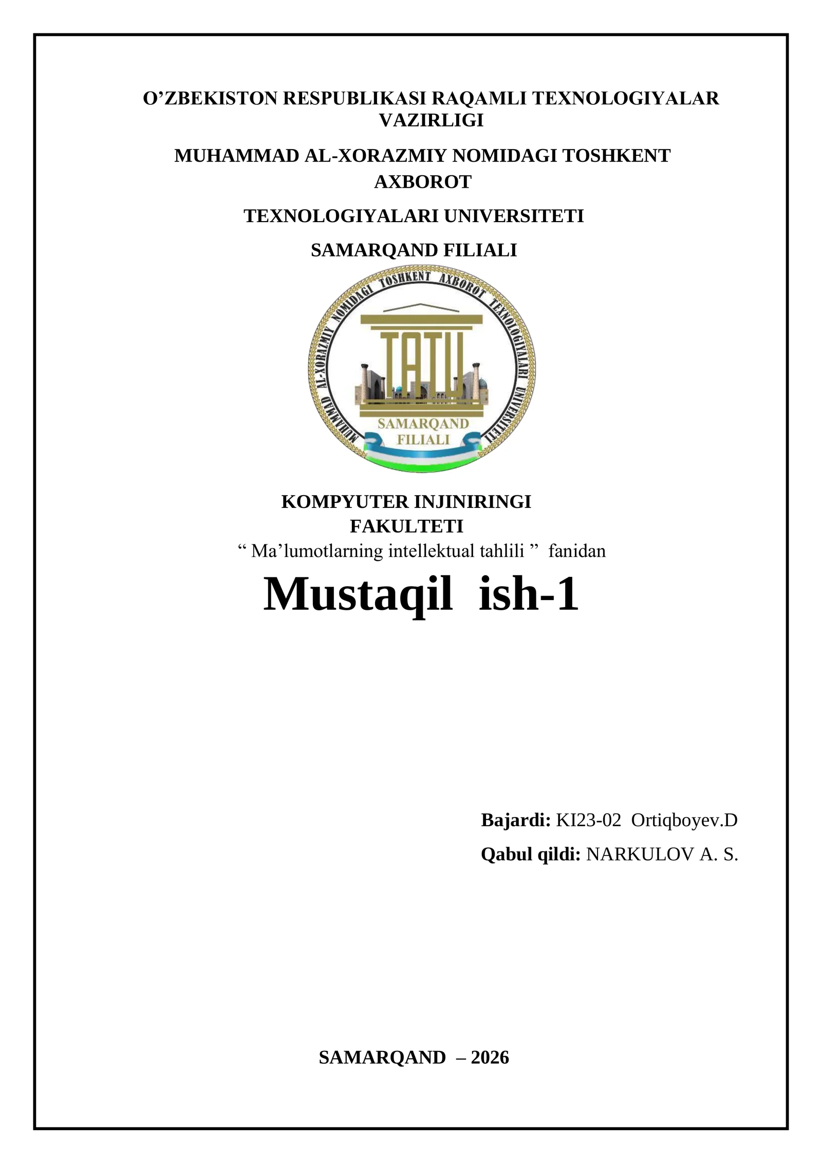 Ma’lumotlarning intellektual tahlili