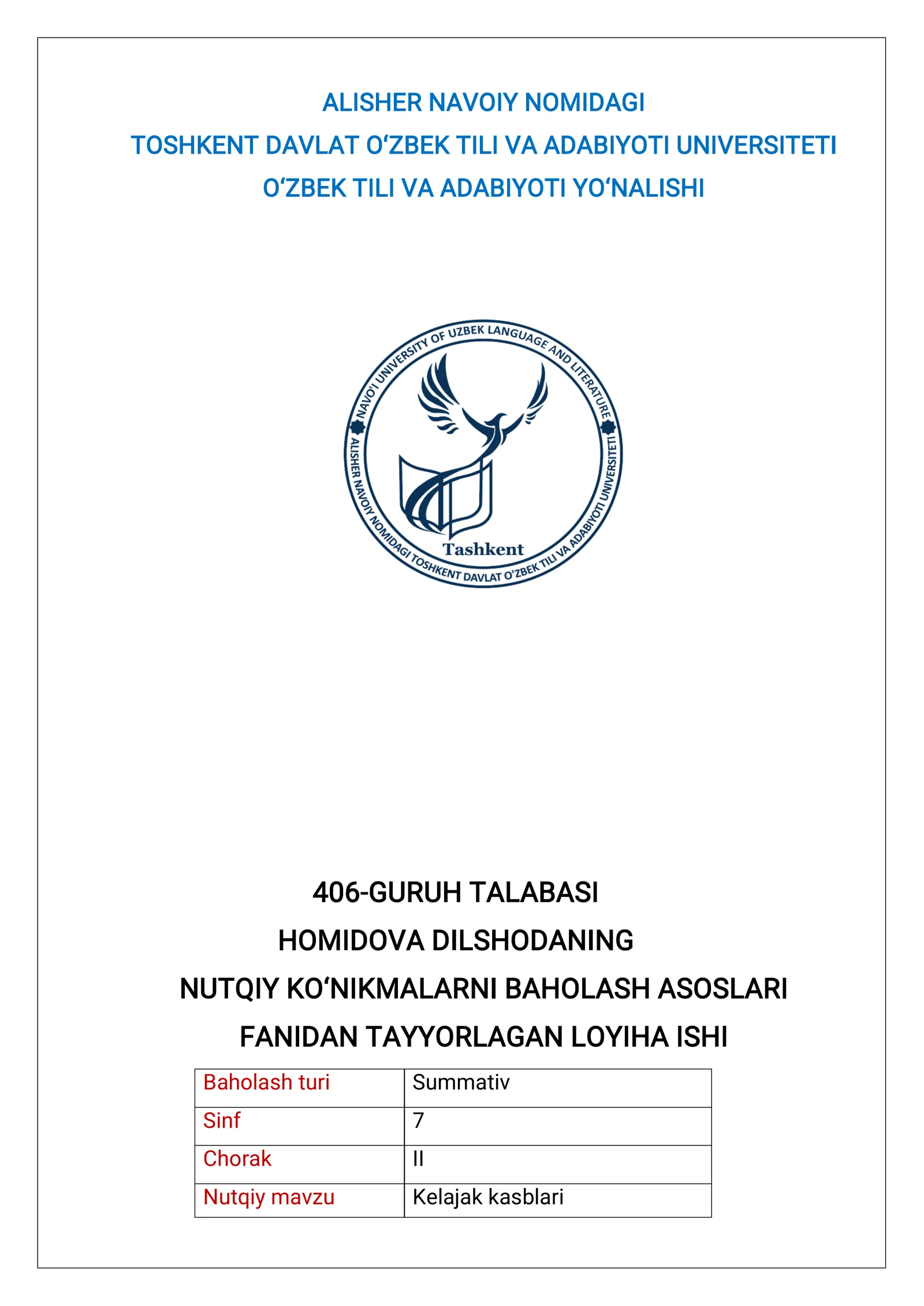 Nutqiy Ko‘nikmalarni Baholash Asoslari