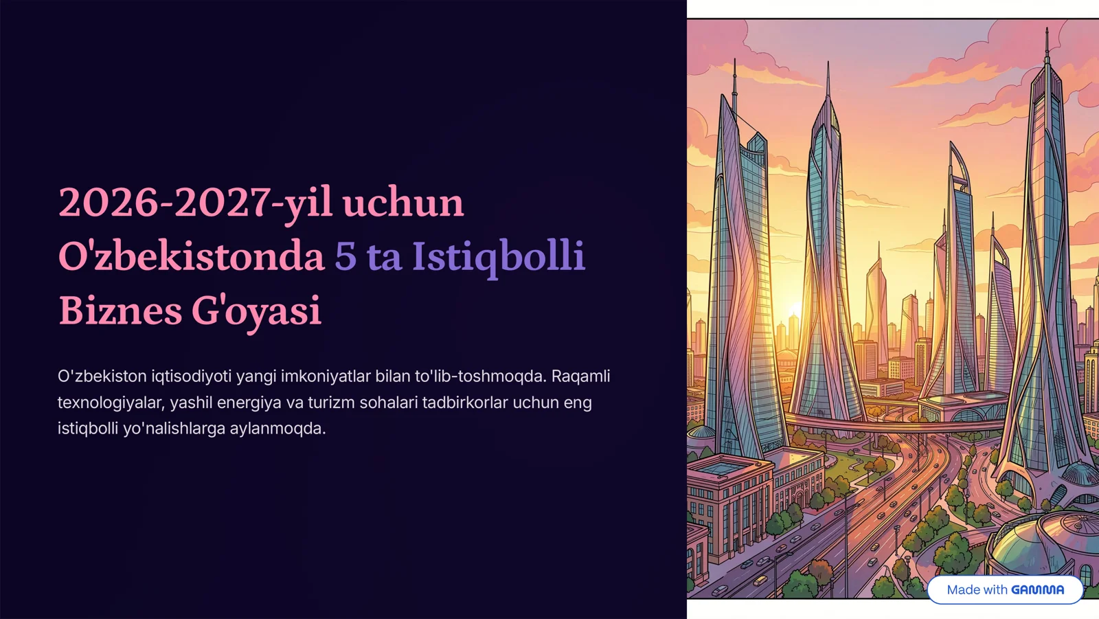 2026-2027-yil uchun O'zbekistonda 5 ta Istiqbolli Biznes G'oyasi