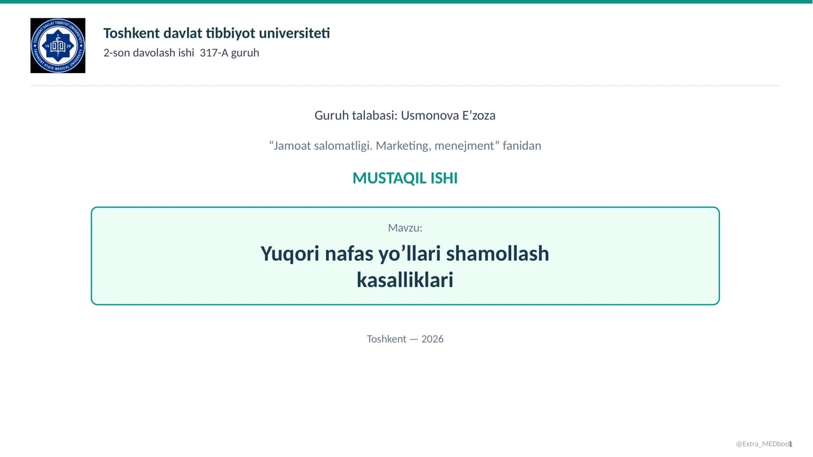 Yuqori nafas yo’llari shamollash kasalliklari