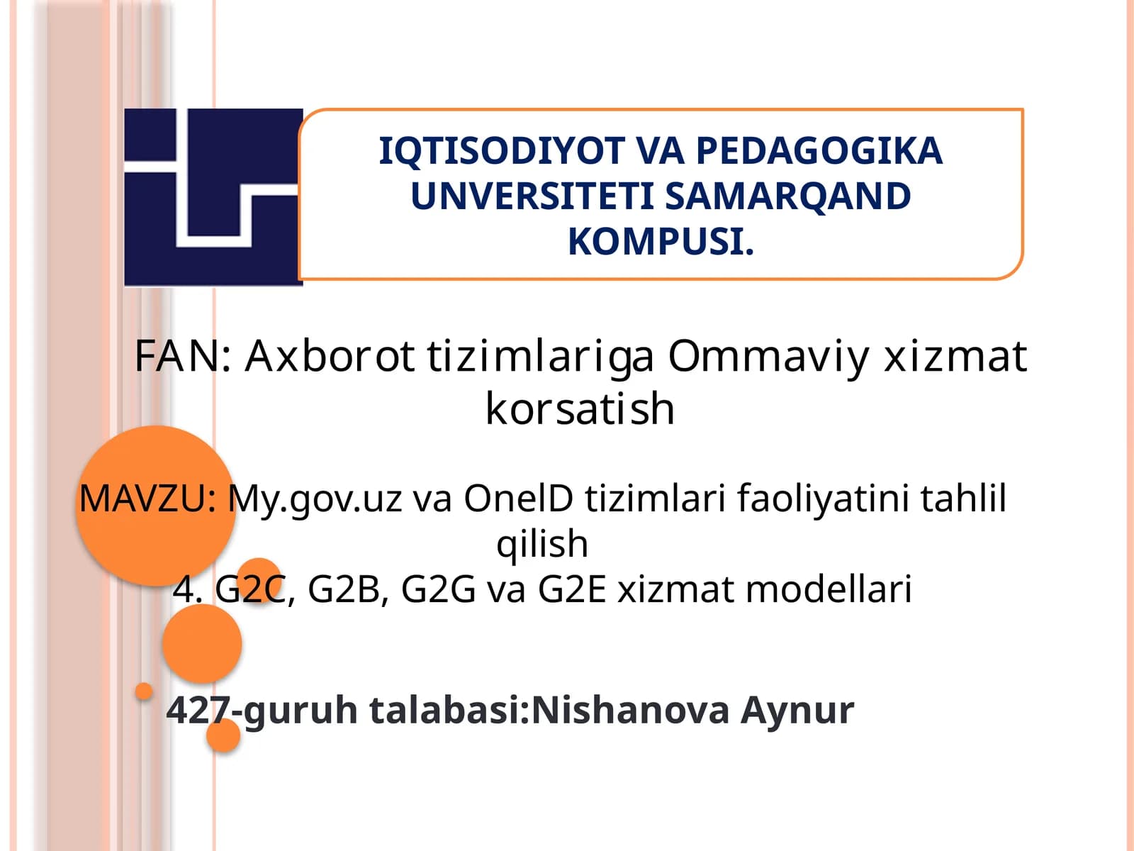My.gov.uz va OnelD tizimlari faoliyatini tahlil qilish