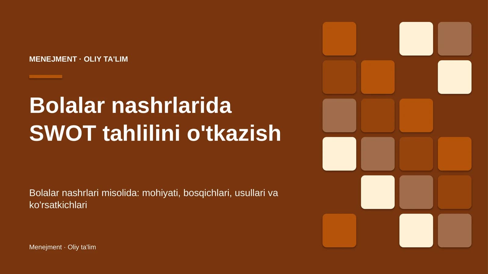 SWOT tahlilini o'tkazish