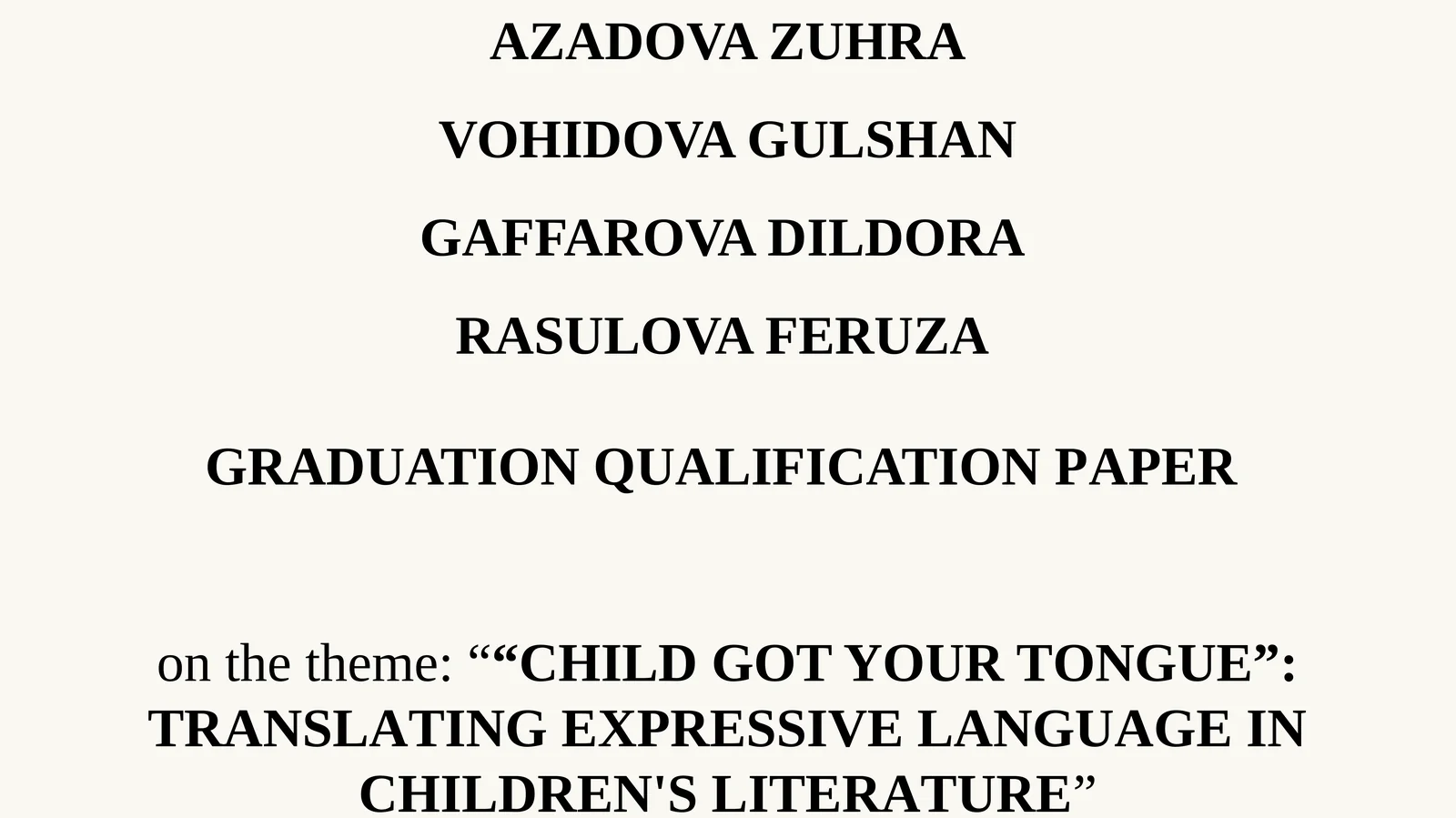 GRADUATION QUALIFICATIONPАPER
