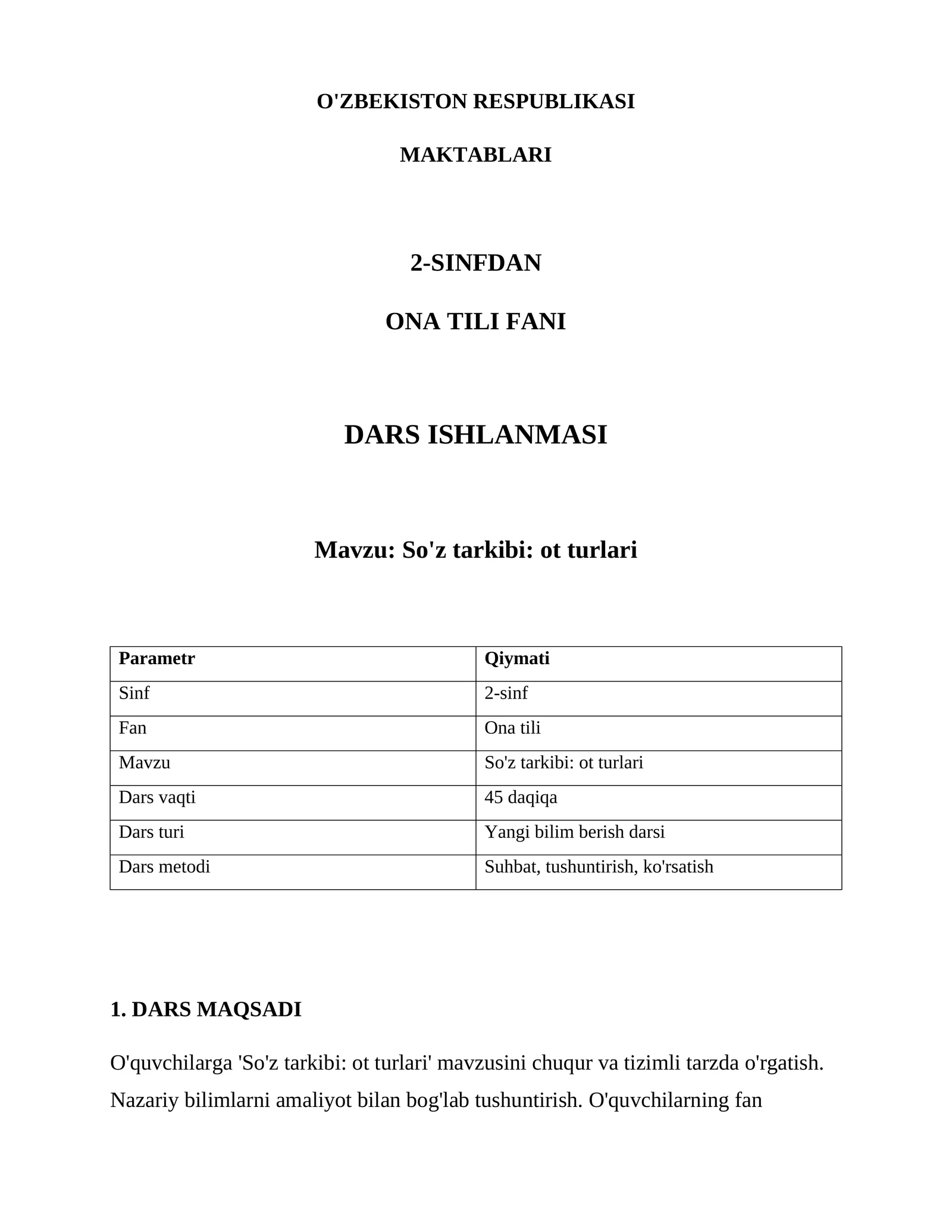 So'z tarkibi: ot turlari