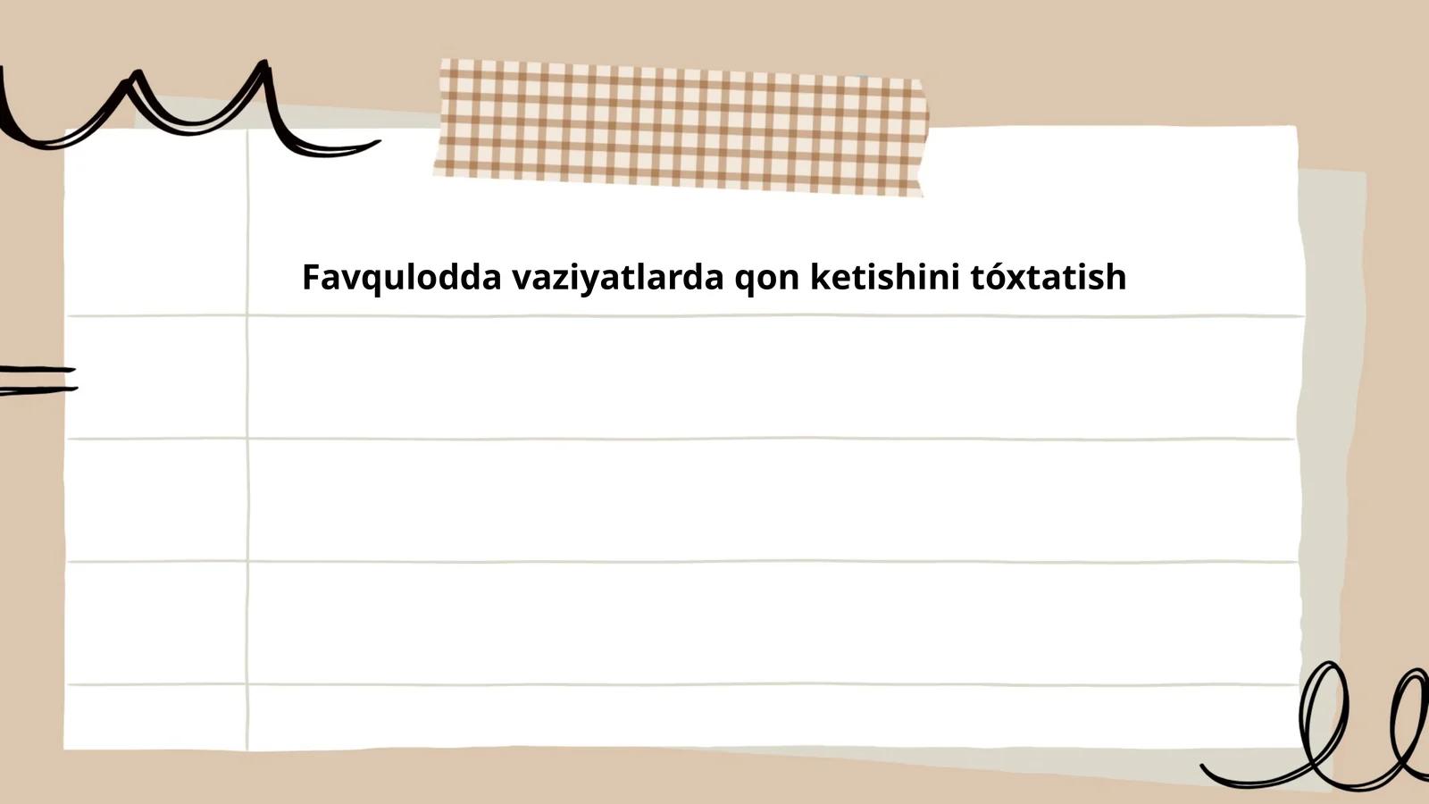Favqulodda vaziyatlarda qon ketishini tóxtatish