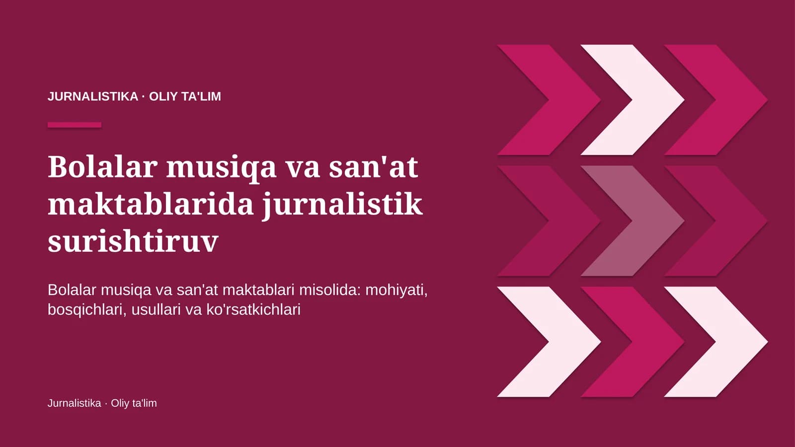 Jurnalistika · Oliy ta'lim