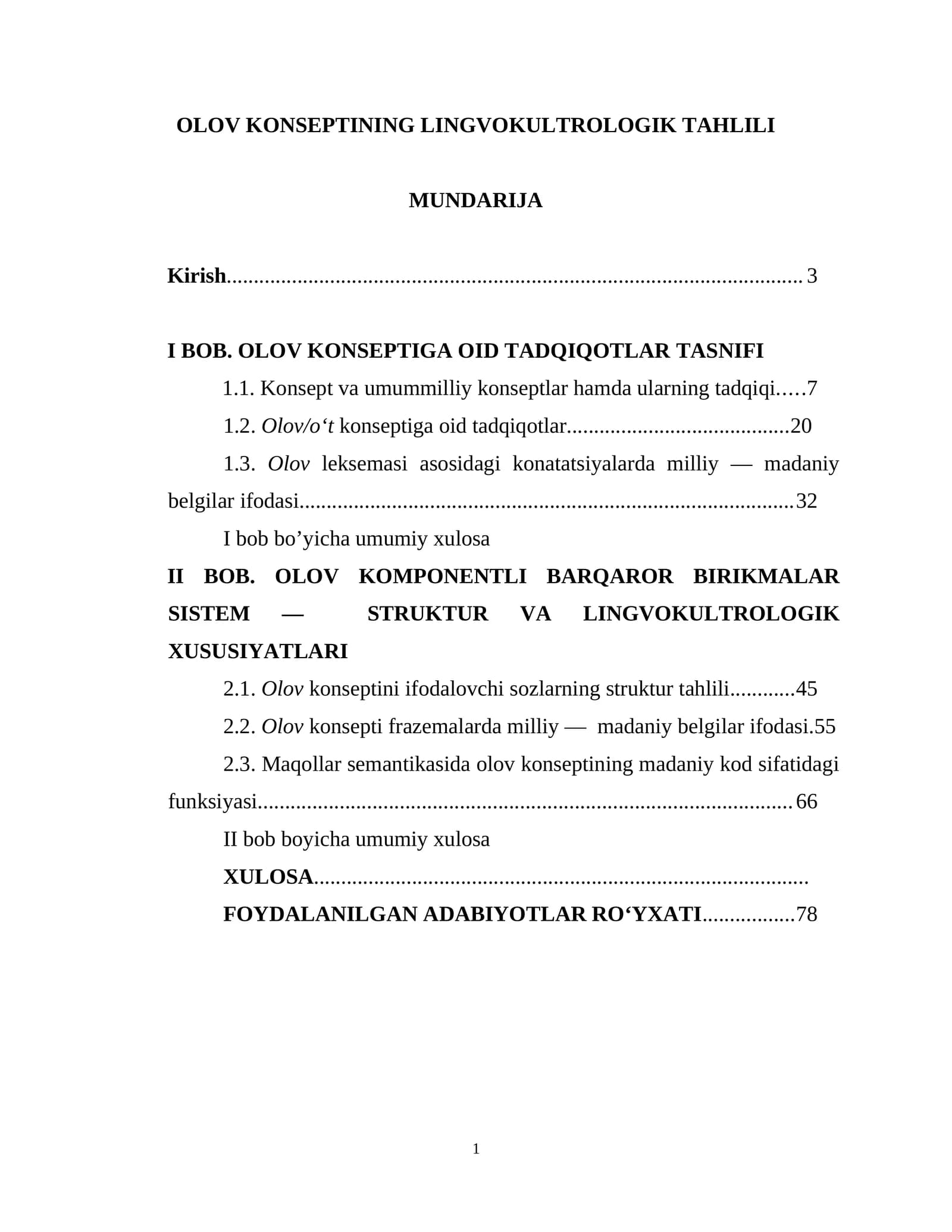 OLOV KONSEPTINING LINGVOKULTROLOGIK TAHLILI