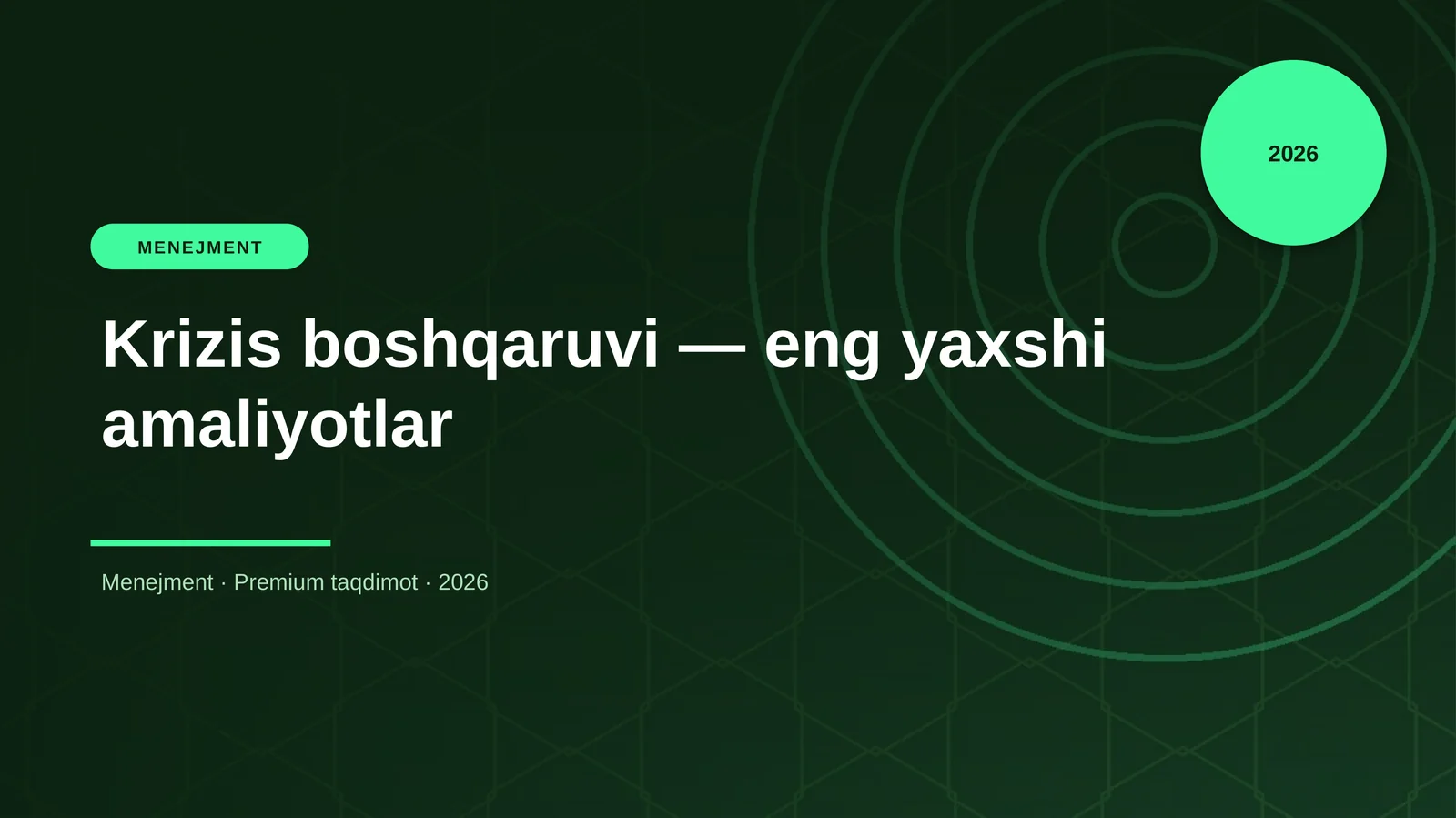 Krizis boshqaruvi — eng yaxshi amaliyotlar