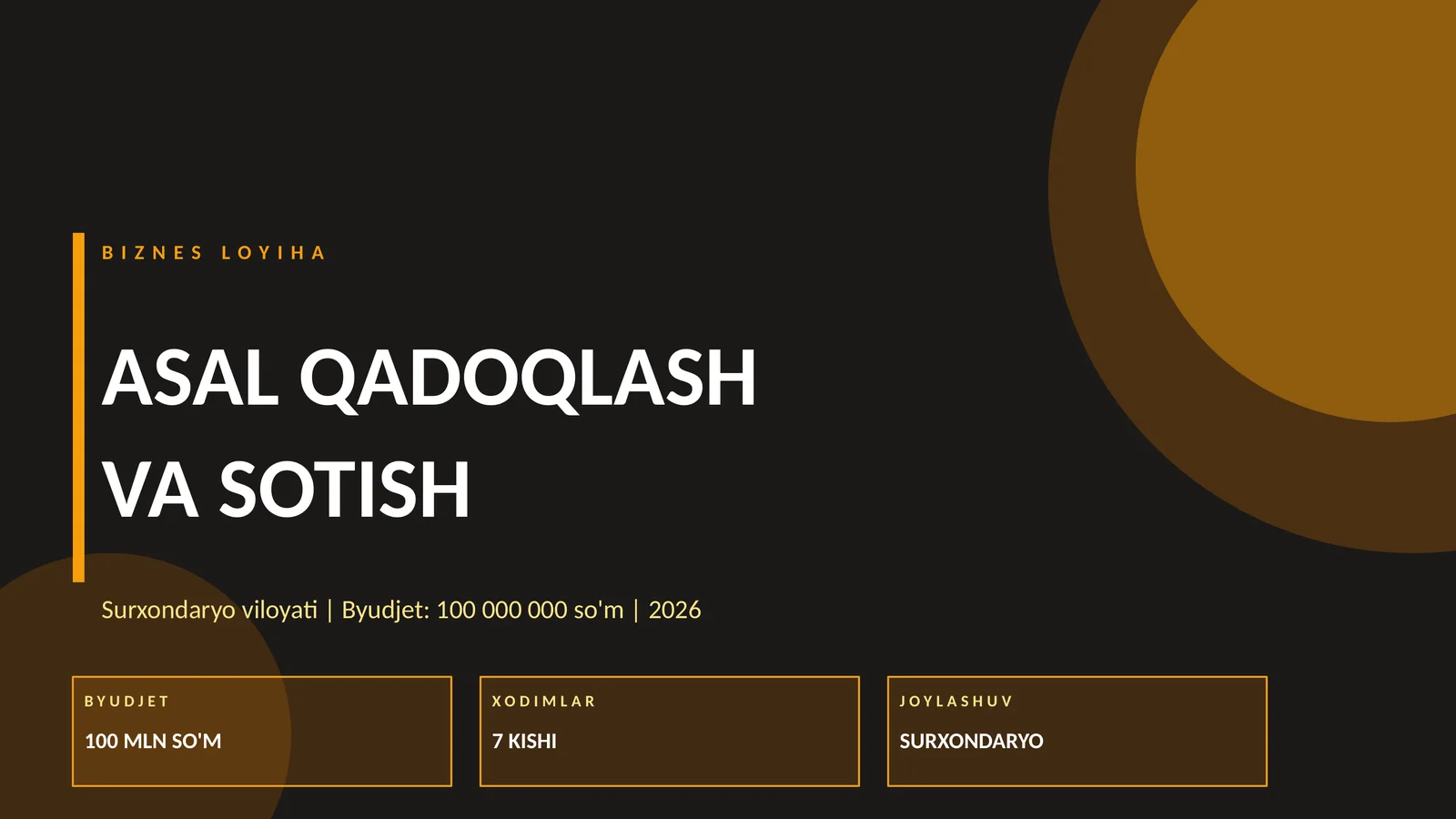 (100 millionlik loyiha ishi)  ASAL QADOQLASH VA SOTISH