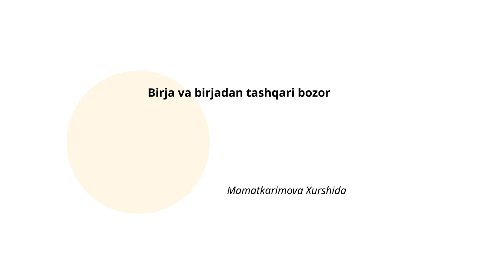 Birja va birjadan tashqari bozor