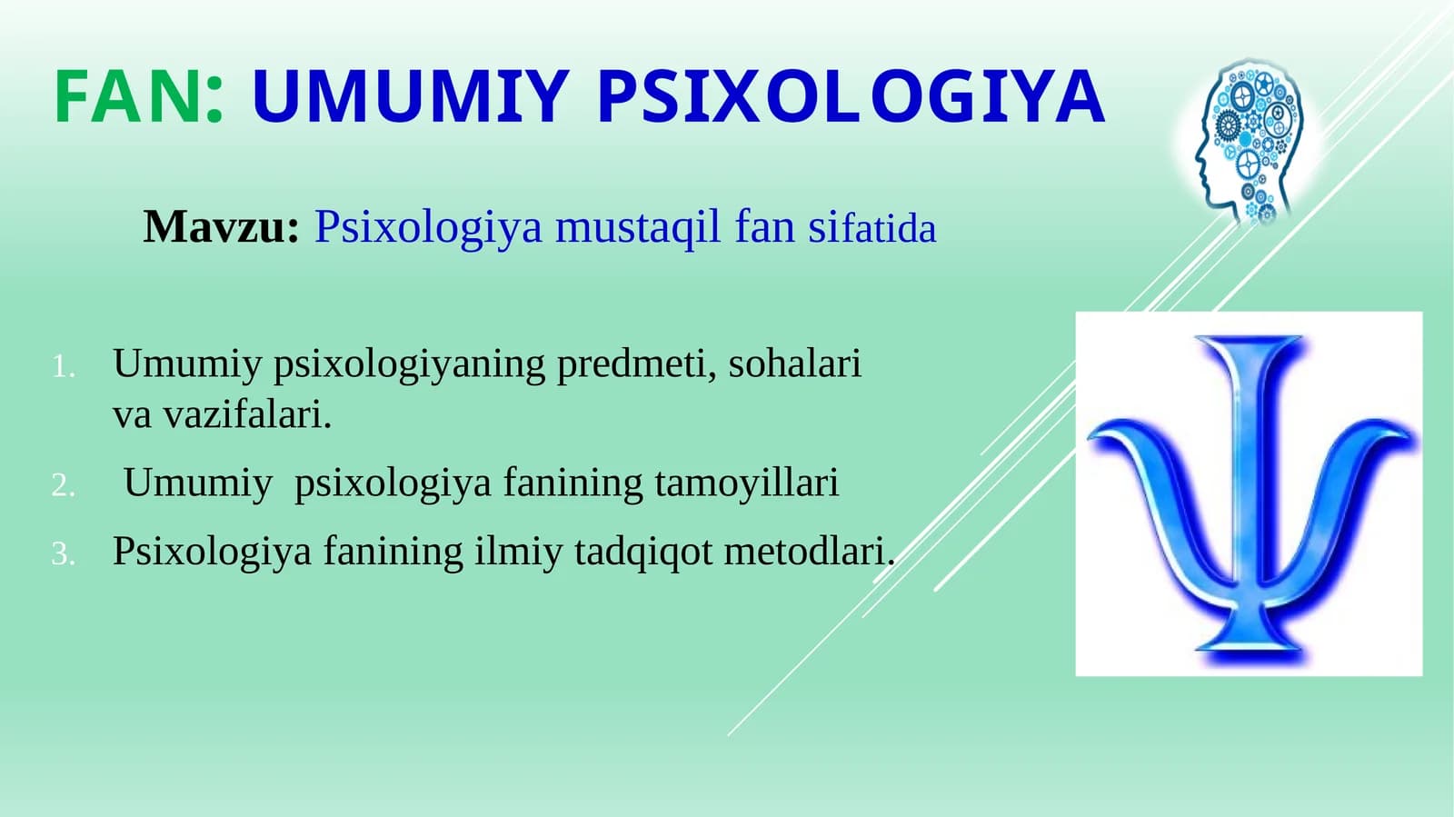 FAN:UMUMIY PSIXOLOGIYA