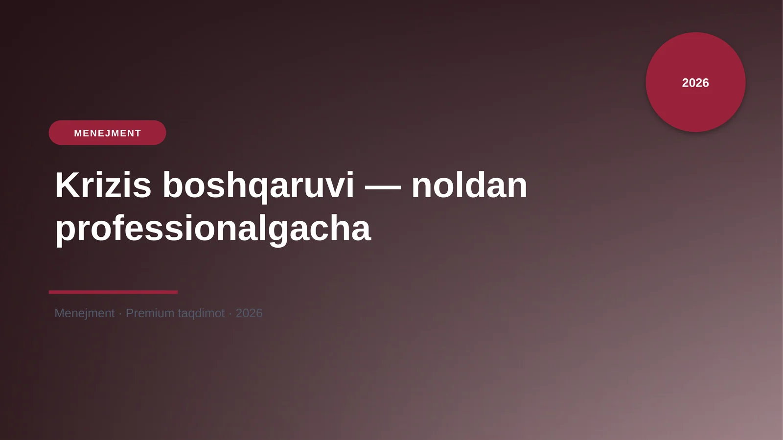 Krizis boshqaruvi — noldan professionalgacha