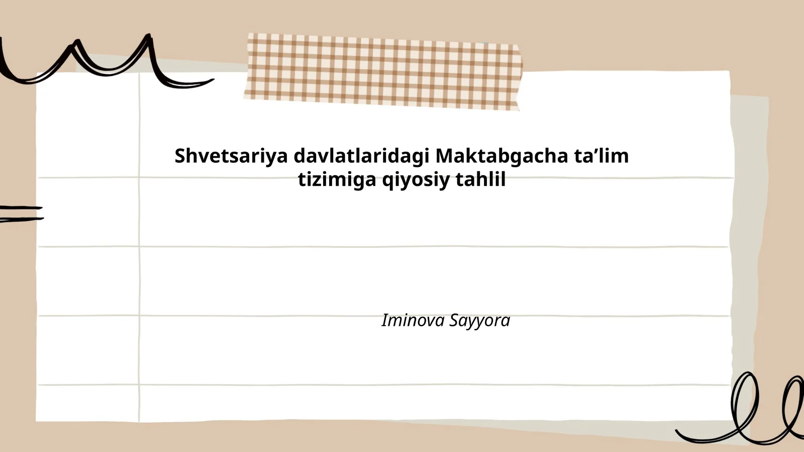 Shvetsariya davlatlaridagi Maktabgacha ta'lim tizimiga qiyosiy tahlil