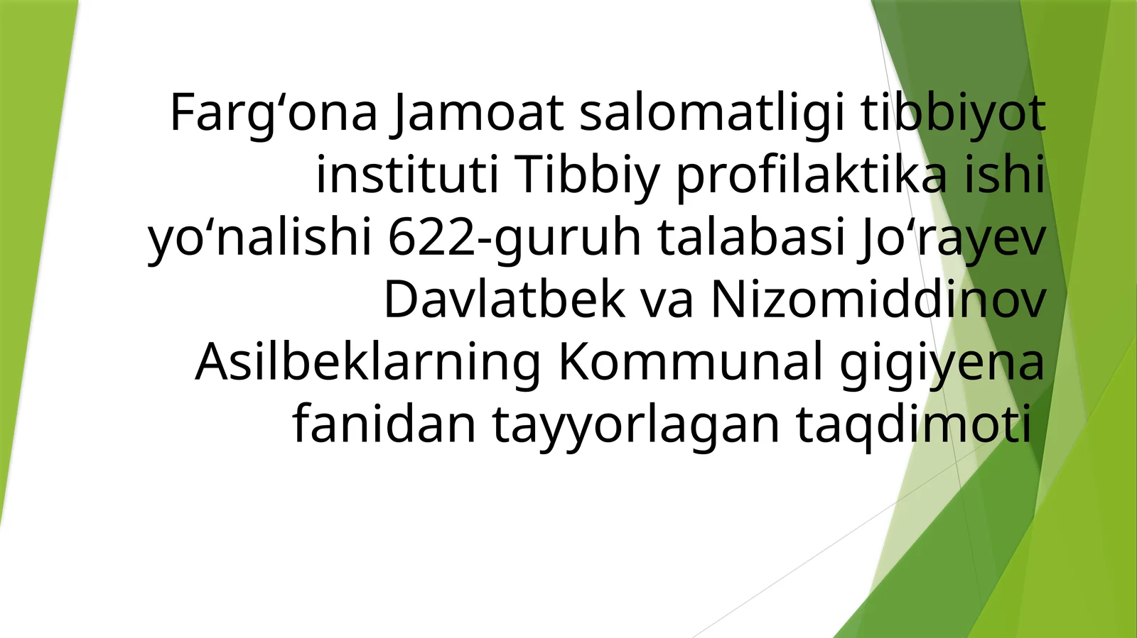 Ichimlik suvtaʼminotining asosiy manbalari va ularni ekologik gigiyenik tavsiflash