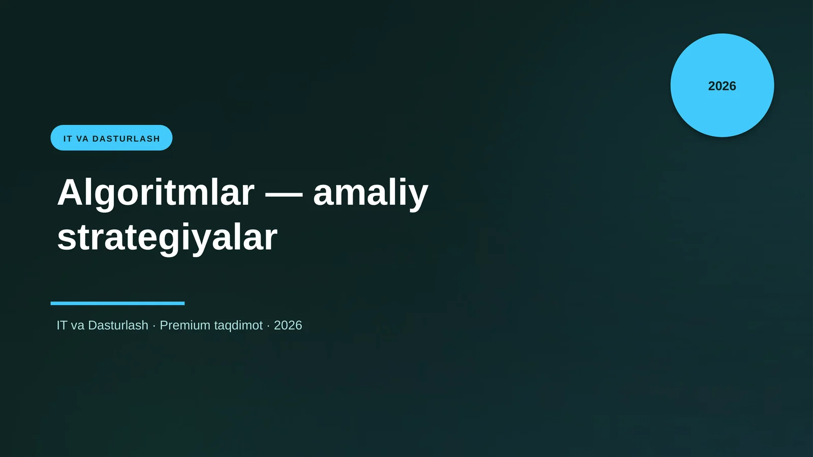Algoritmlar — amaliy strategiyalar