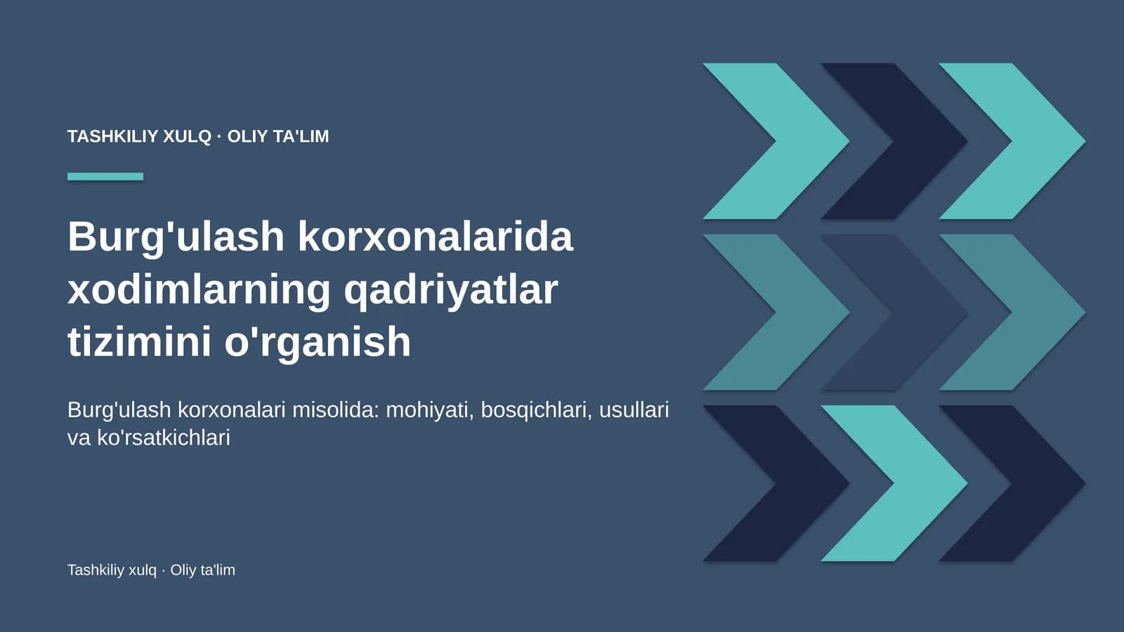 Burg'ulash korxonalarida xodimlarning qadriyatlar tizimini o'rganish