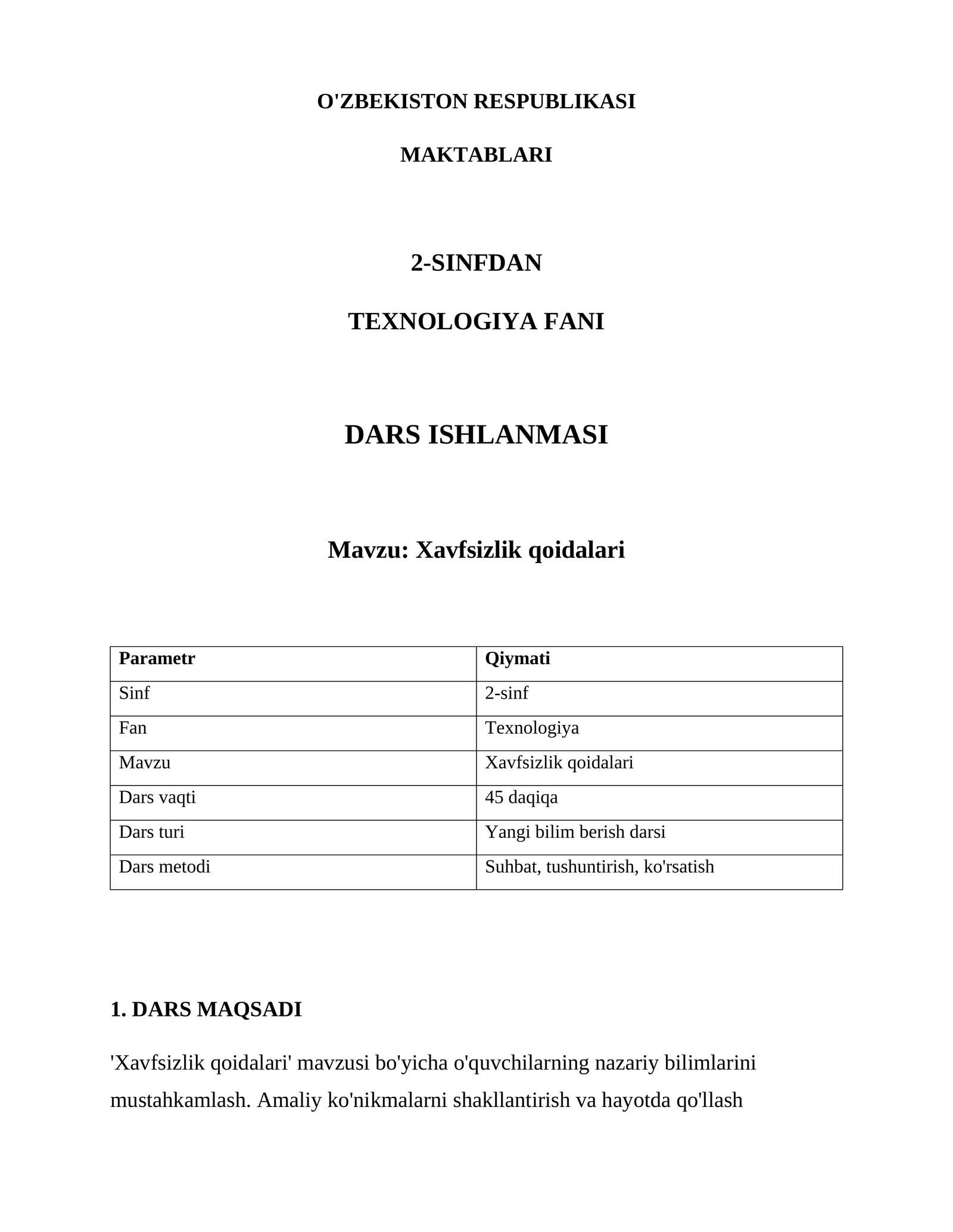 Xavfsizlik qoidalari
