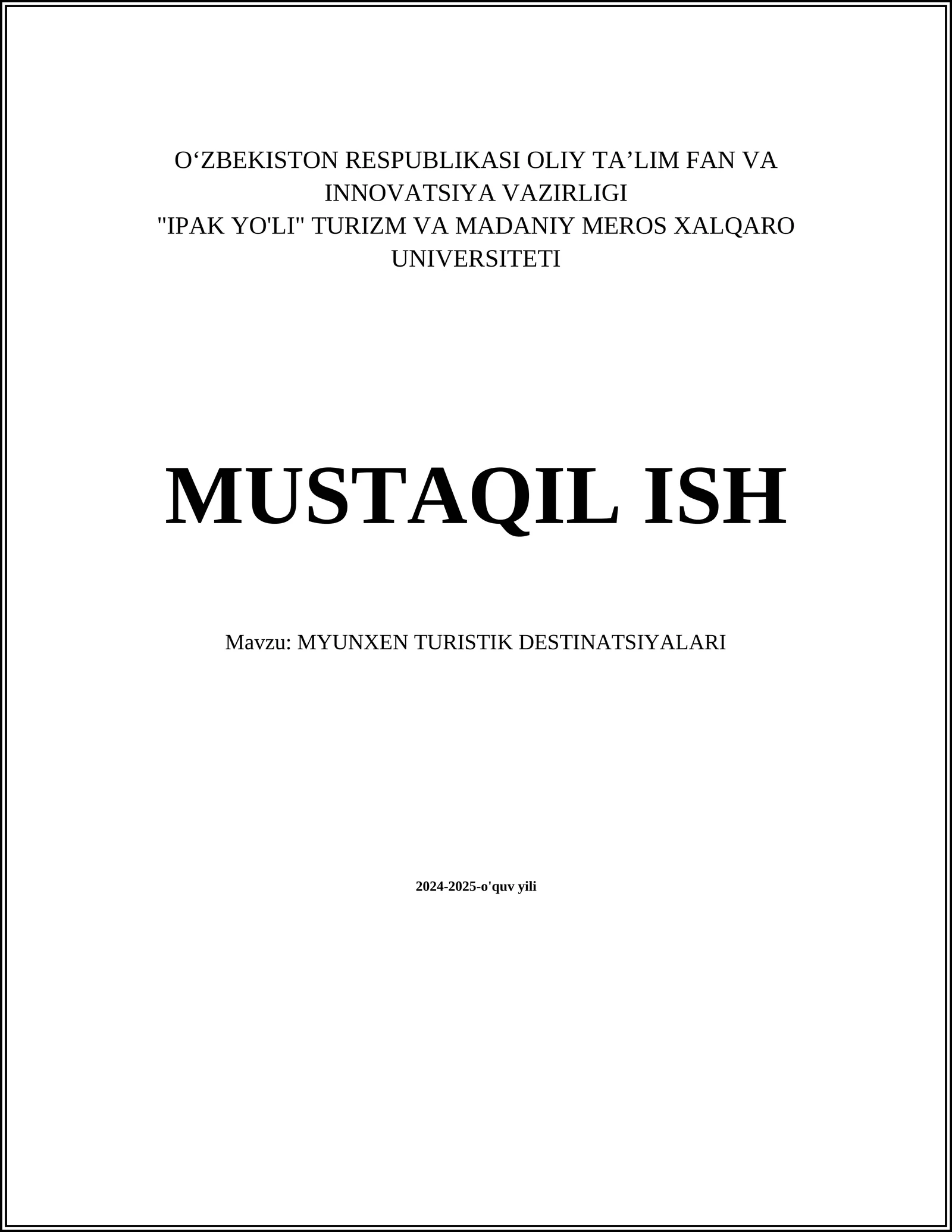 MYUNXEN TURISTIK DESTINATSIYALARI