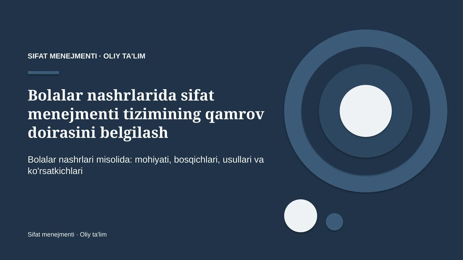 Sifat Menejmenti · Oliy Ta'lilm