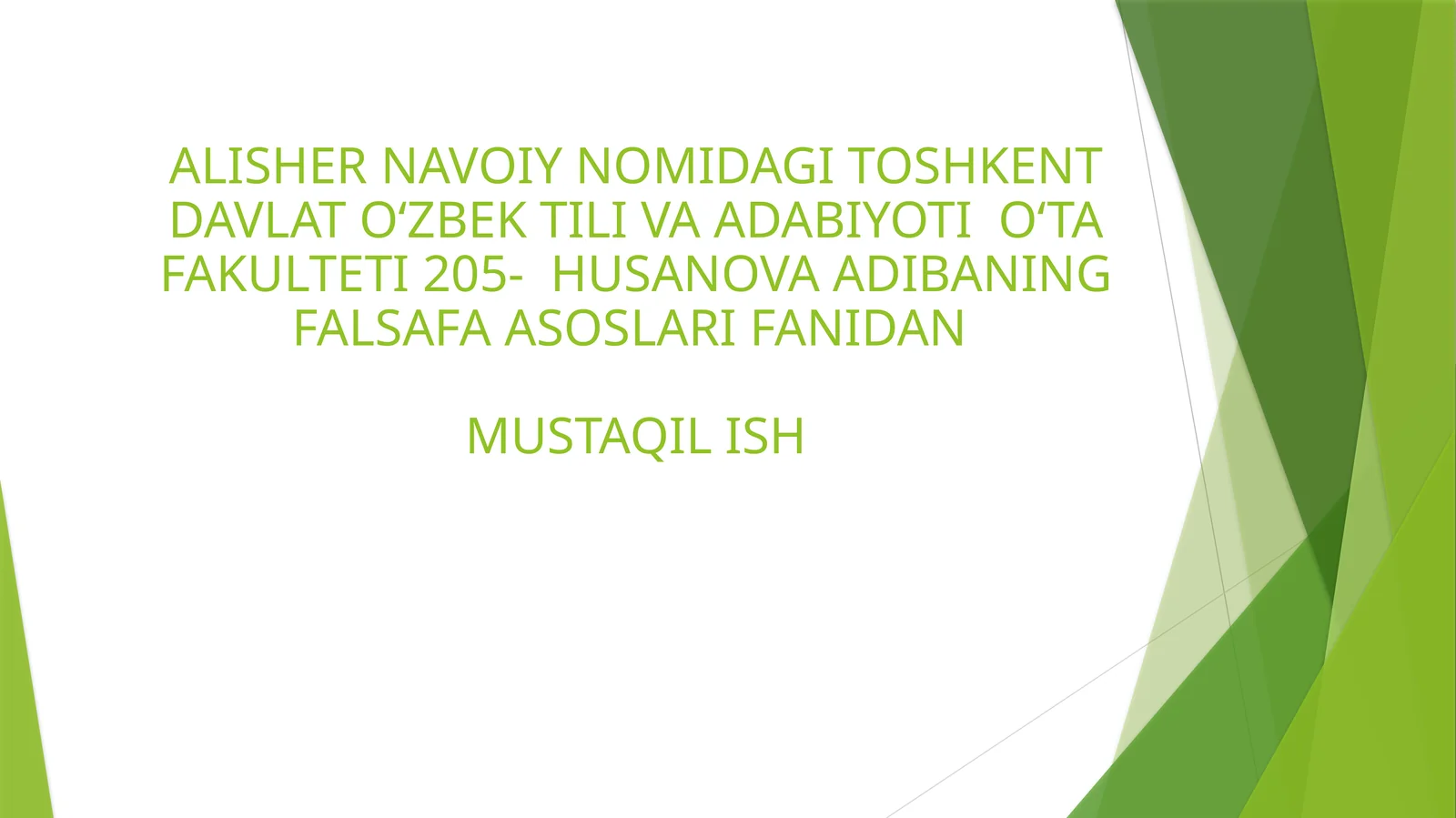 FALSAFA ASOSLARI FANI