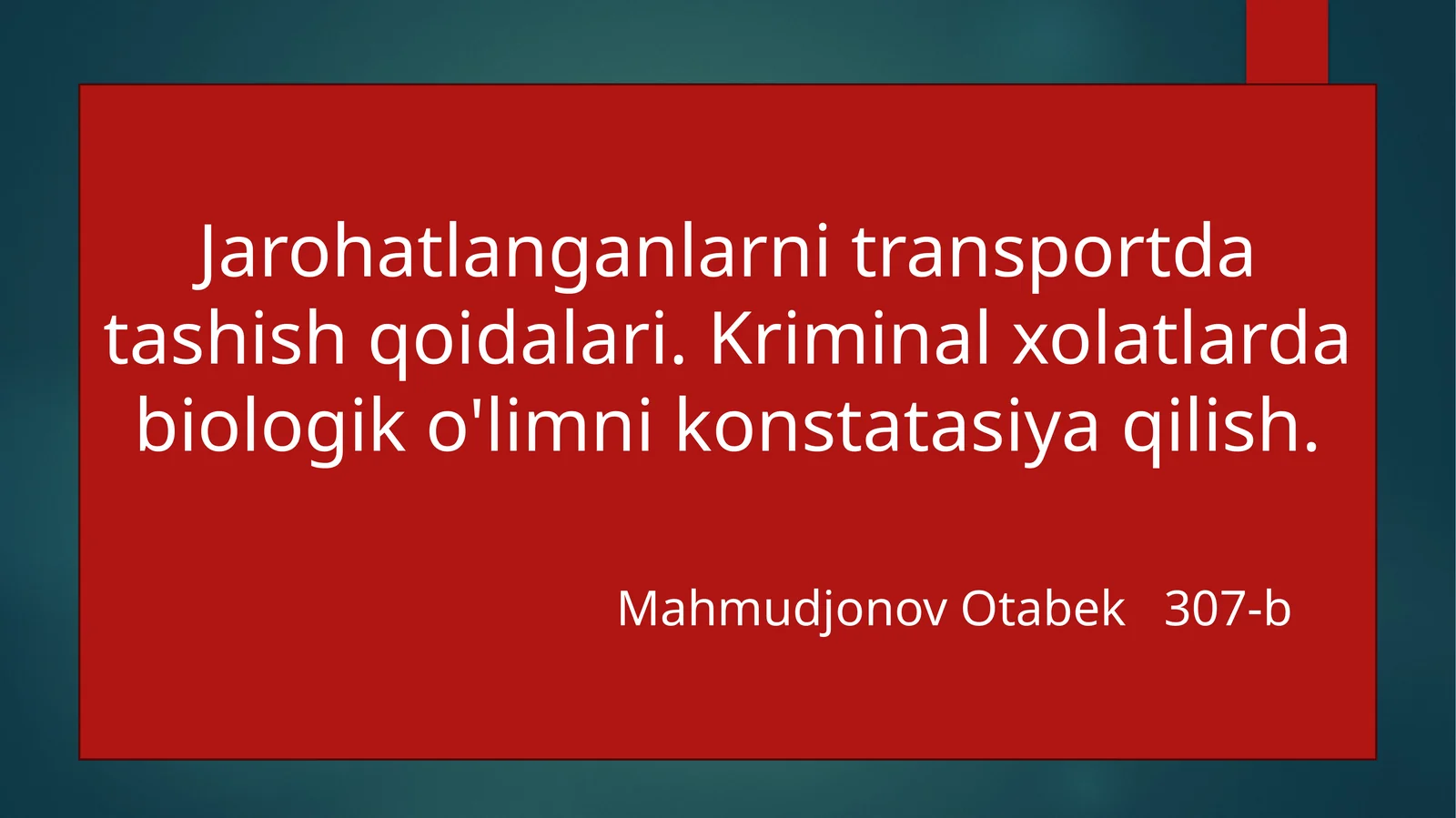 Jarohatlangan odamlarni transportda tashish