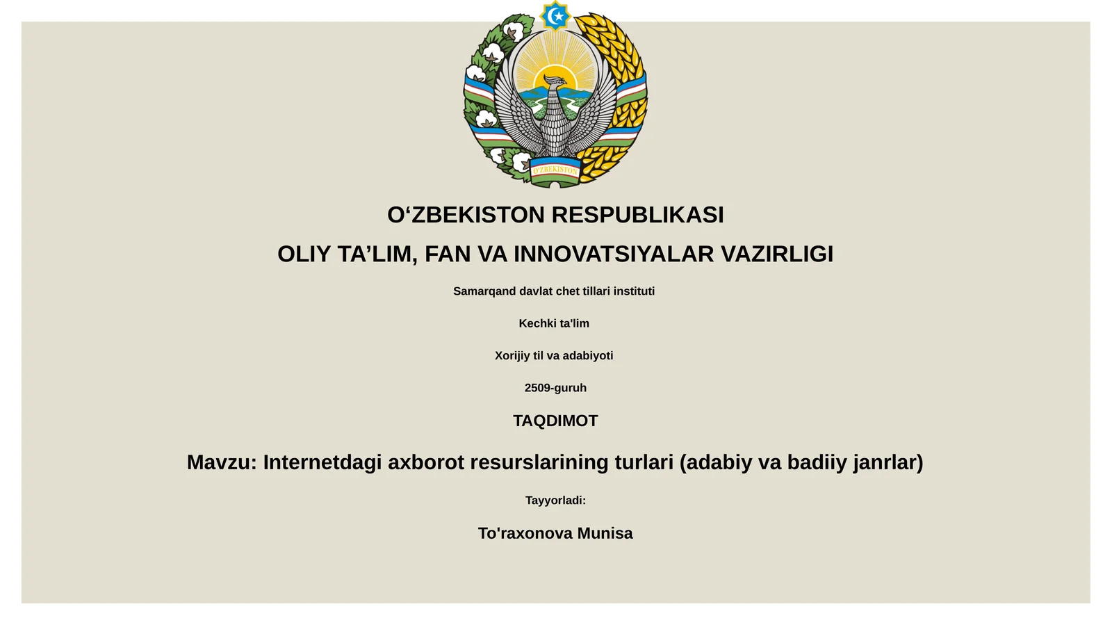Internetdagi axborot resurslarining turlari (adabiy va badiiy janrlar)