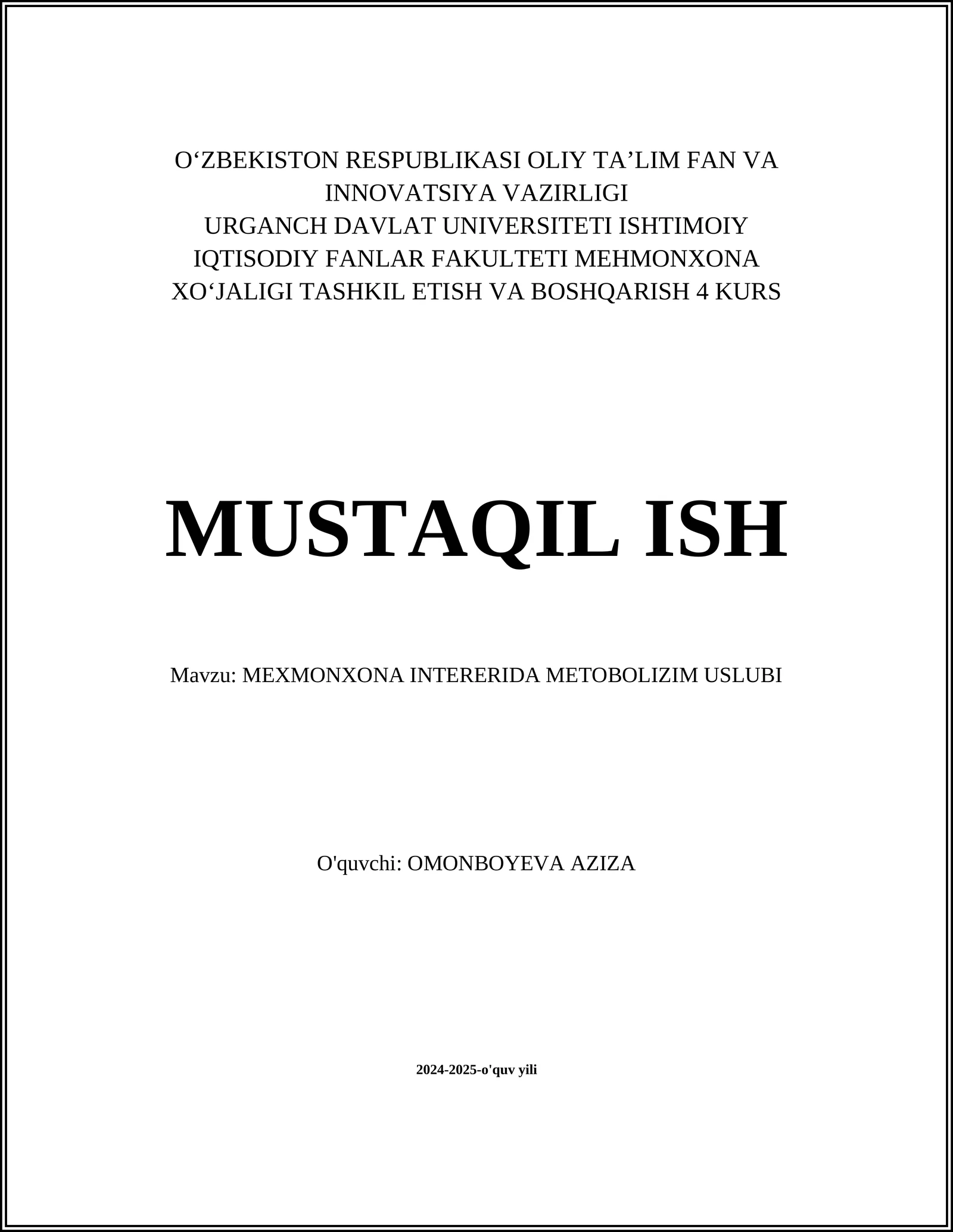 MEXMONXONA INTERERIDA METOBOLIZIM USLUBI
