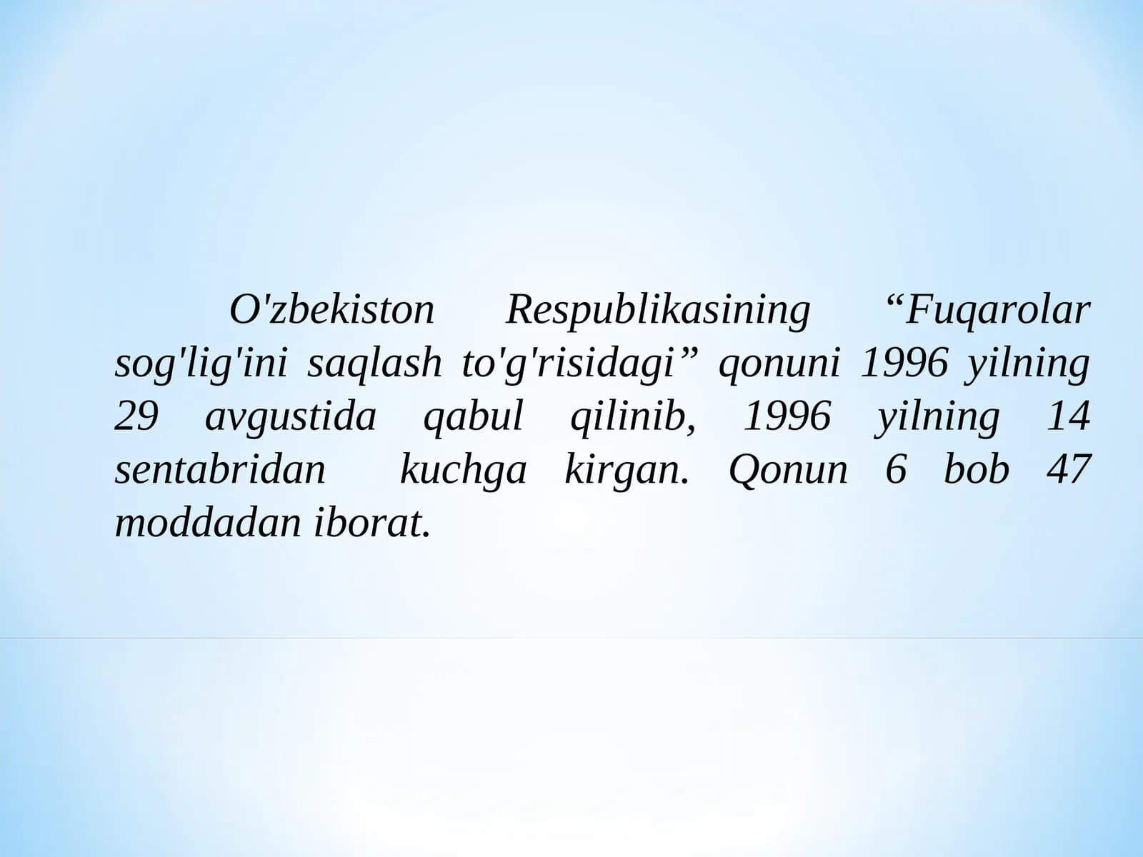 Fuqarolar sog'lig'ini saqlash to'g'risidagi qonuni