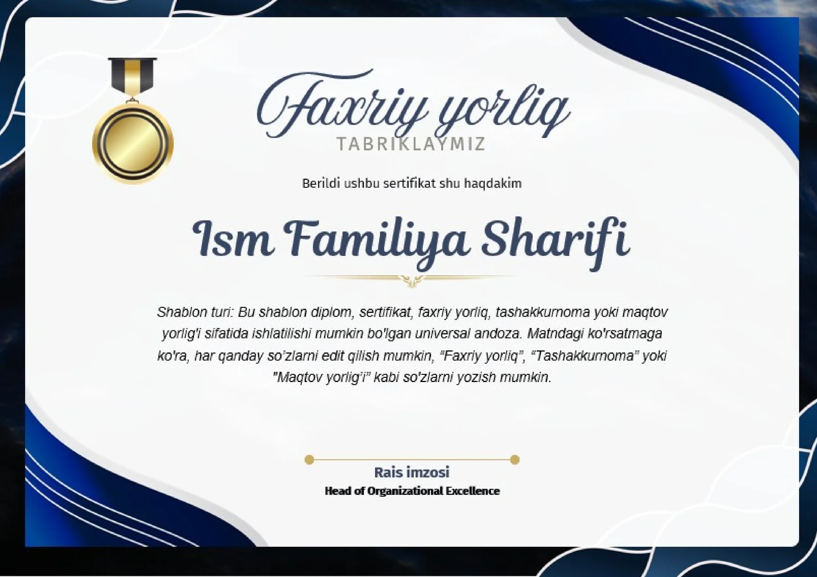 Faxriy yorliq