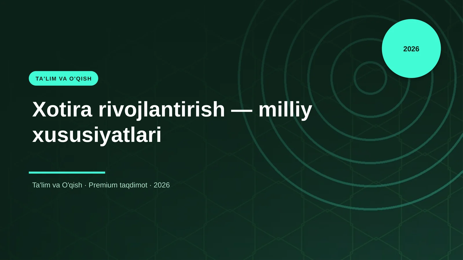 Xotira rivojlantirish — milliy xususiyatlari