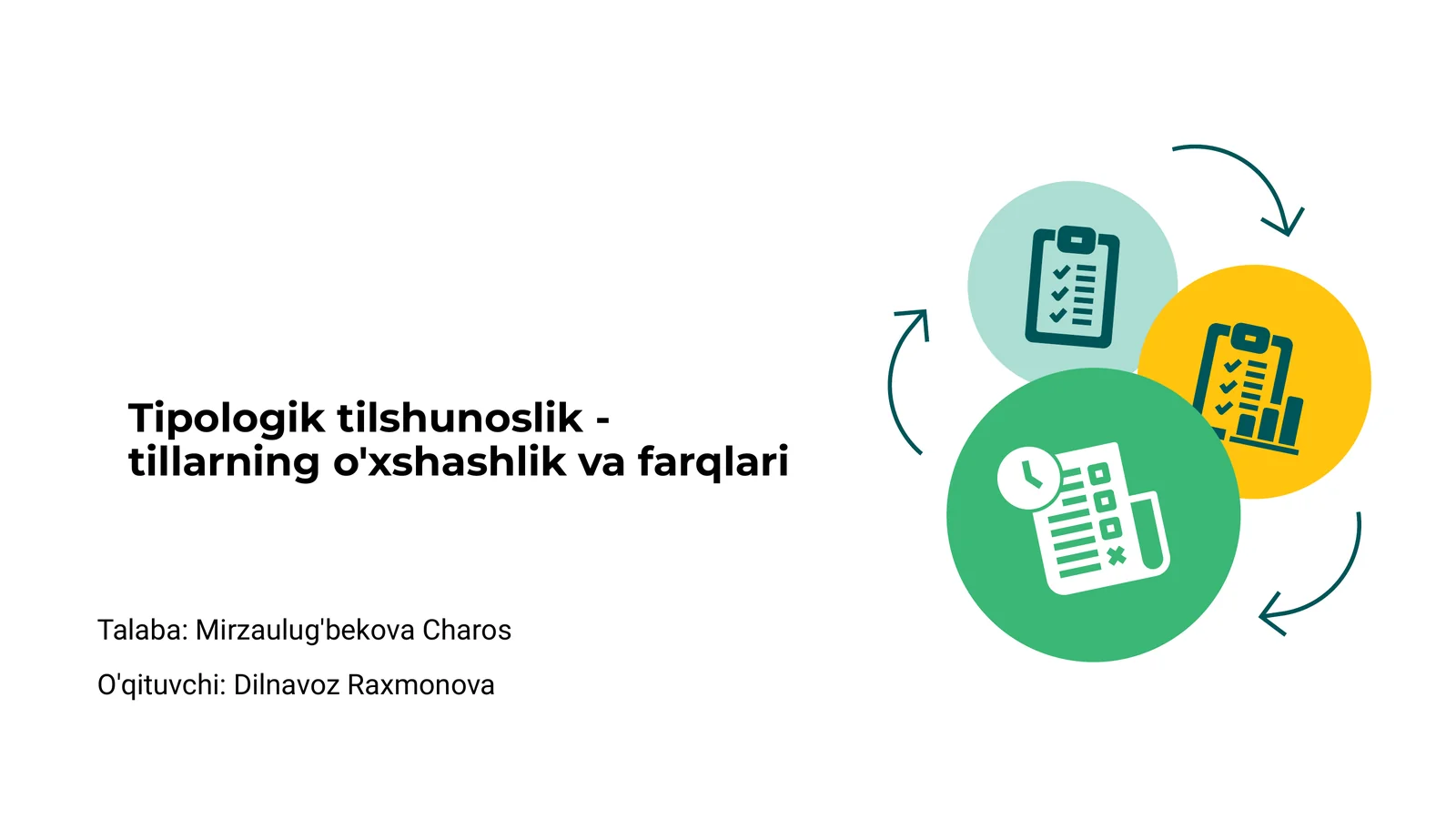 Tipologik tilshunoslik - tillarning o'xshashlik va farqlari