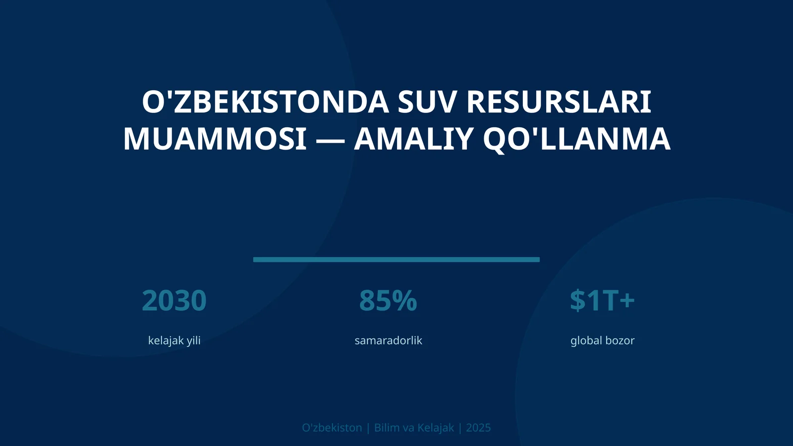 O'ZBEKISTONDA SUV RESURSLARI MUAMMOSI — AMALIY QO'LLANMA