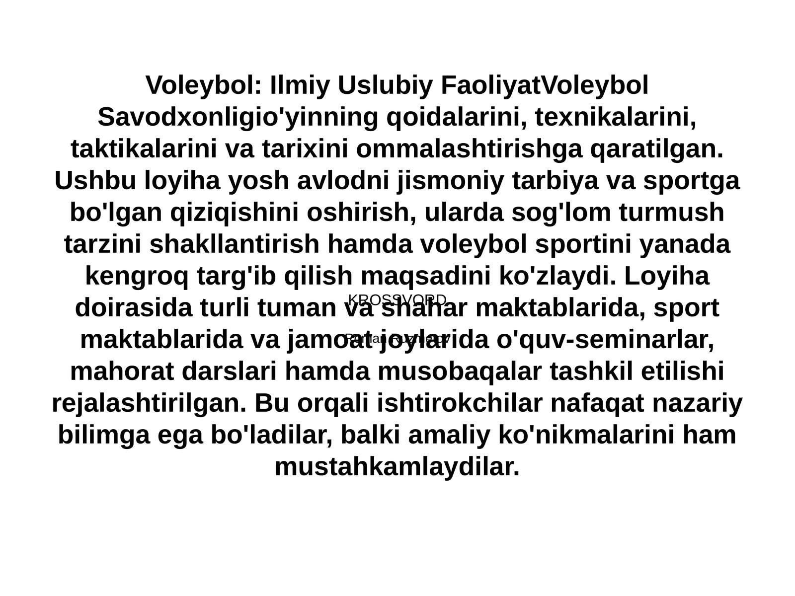 Tanlangan sportda ilmiy uslubiy faoliyat voleybol sport turi boʻyicha