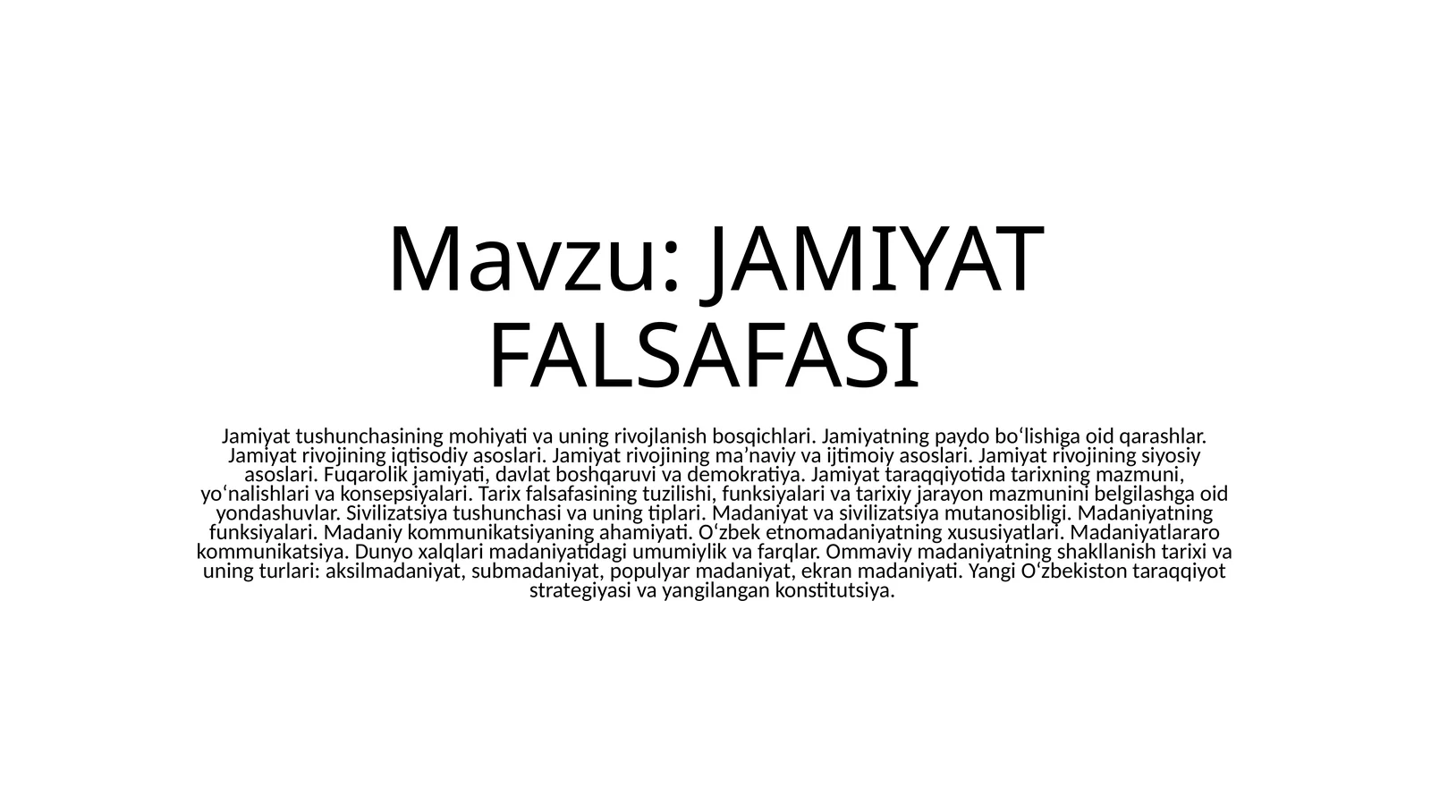 JAMIYAT FALSAFASI