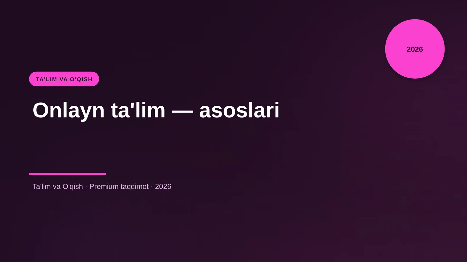 Onlayn ta'lim — asoslari
