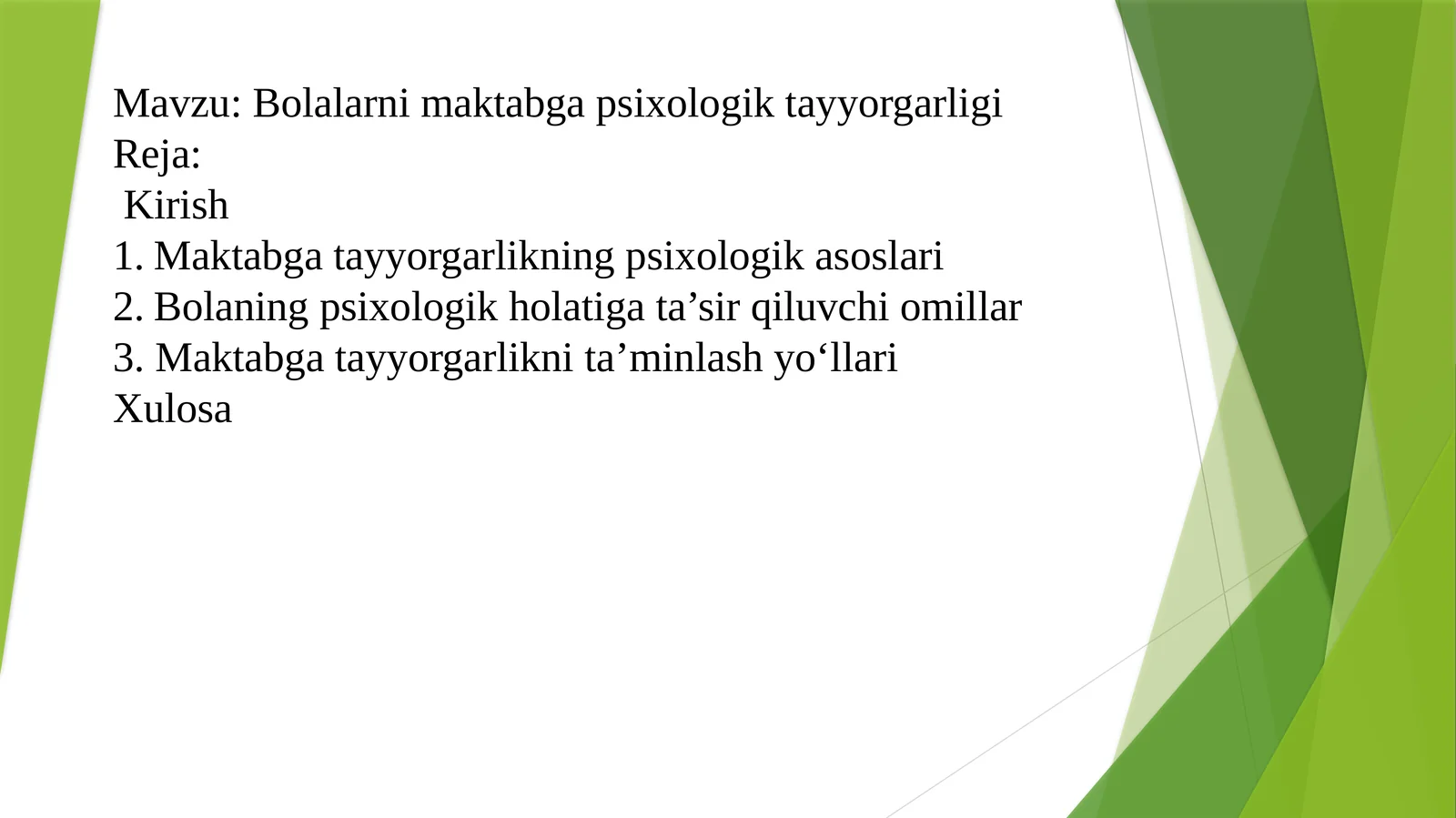 Bolalarni maktabga psixologik tayyorgarligi