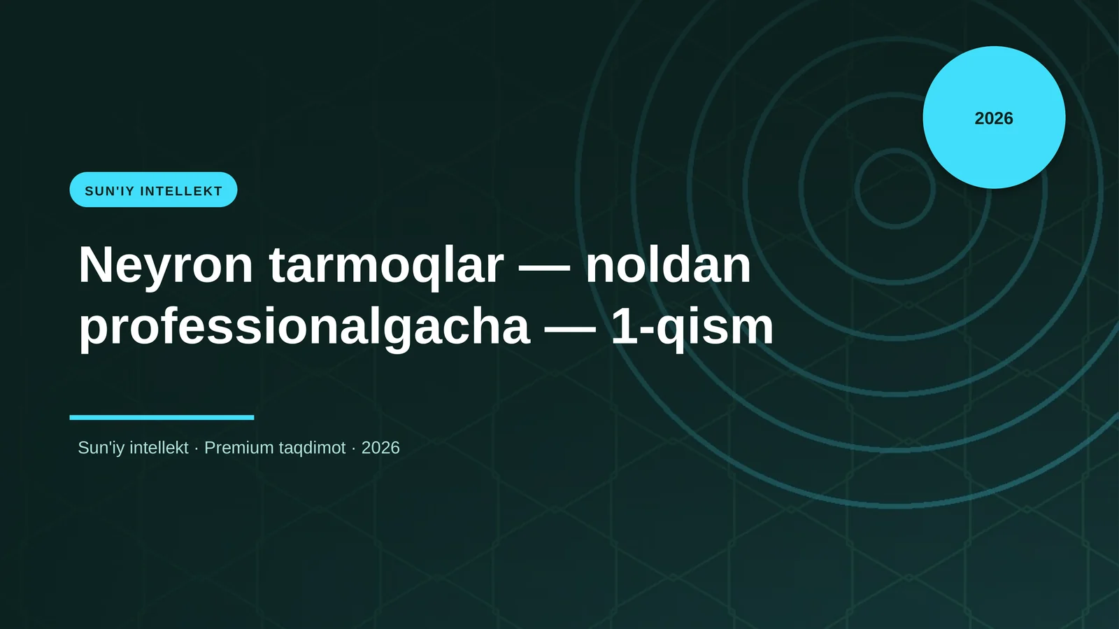 Neyron tarmoqlar — noldan professionalgacha — 1-qism