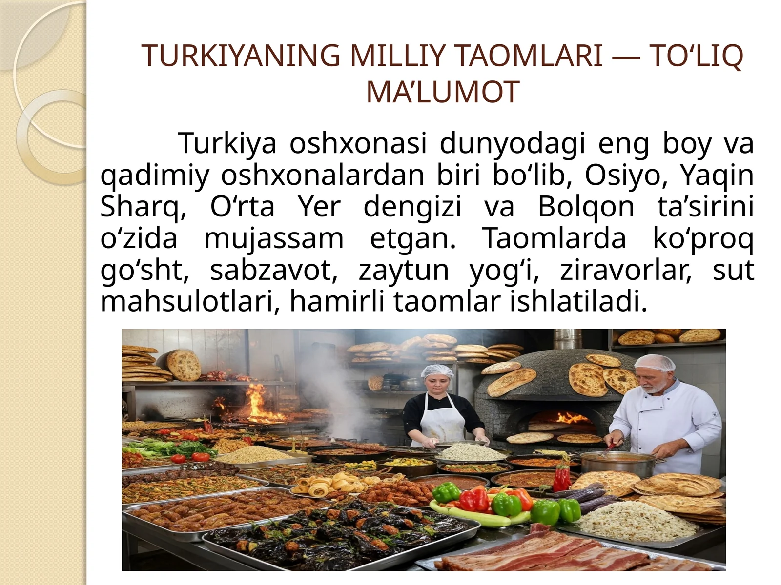 TURKIYANING MILLIY TAOMLARI — TO‘LIQ MA’LUMOT