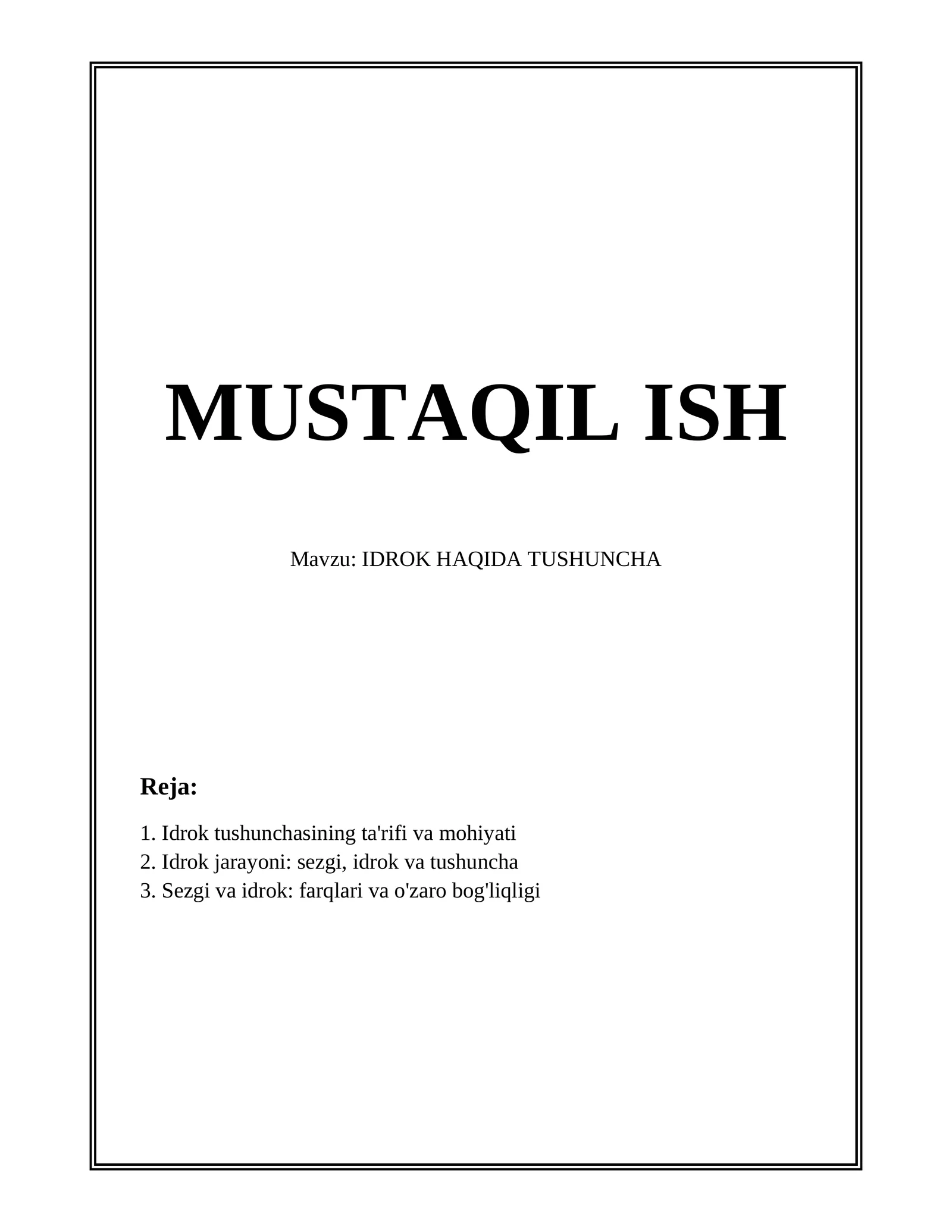 IDROK HAQIDA TUSHUNCHA