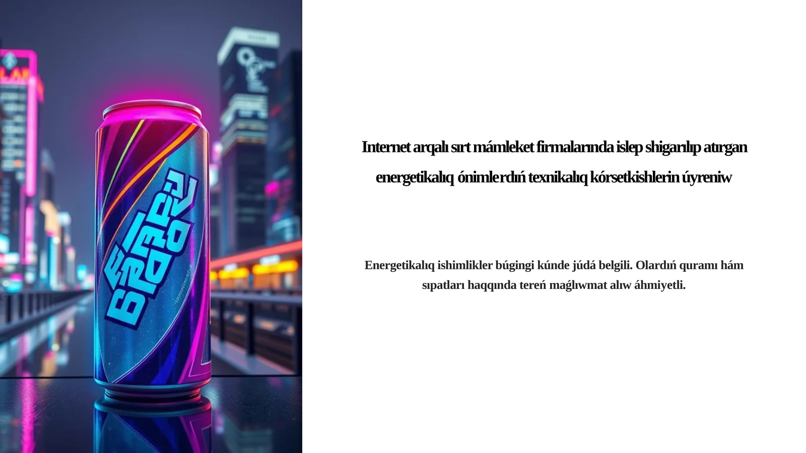 Internet arqalı sırt mámleket firmalarında islep shigarılıp atırgan energetikalıq ónimlerdıń texnikalıq kórsetkishlerin úyreniw