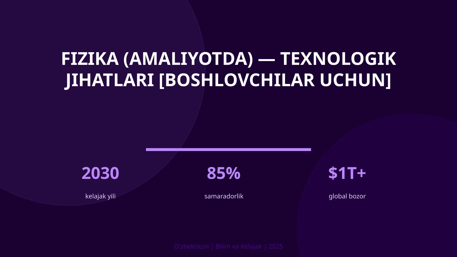 FIZIKA (AMALIYOTDA) — TEXNOLOGIK JIHATLARI [BOSHLOVCHILAR UCHUN]