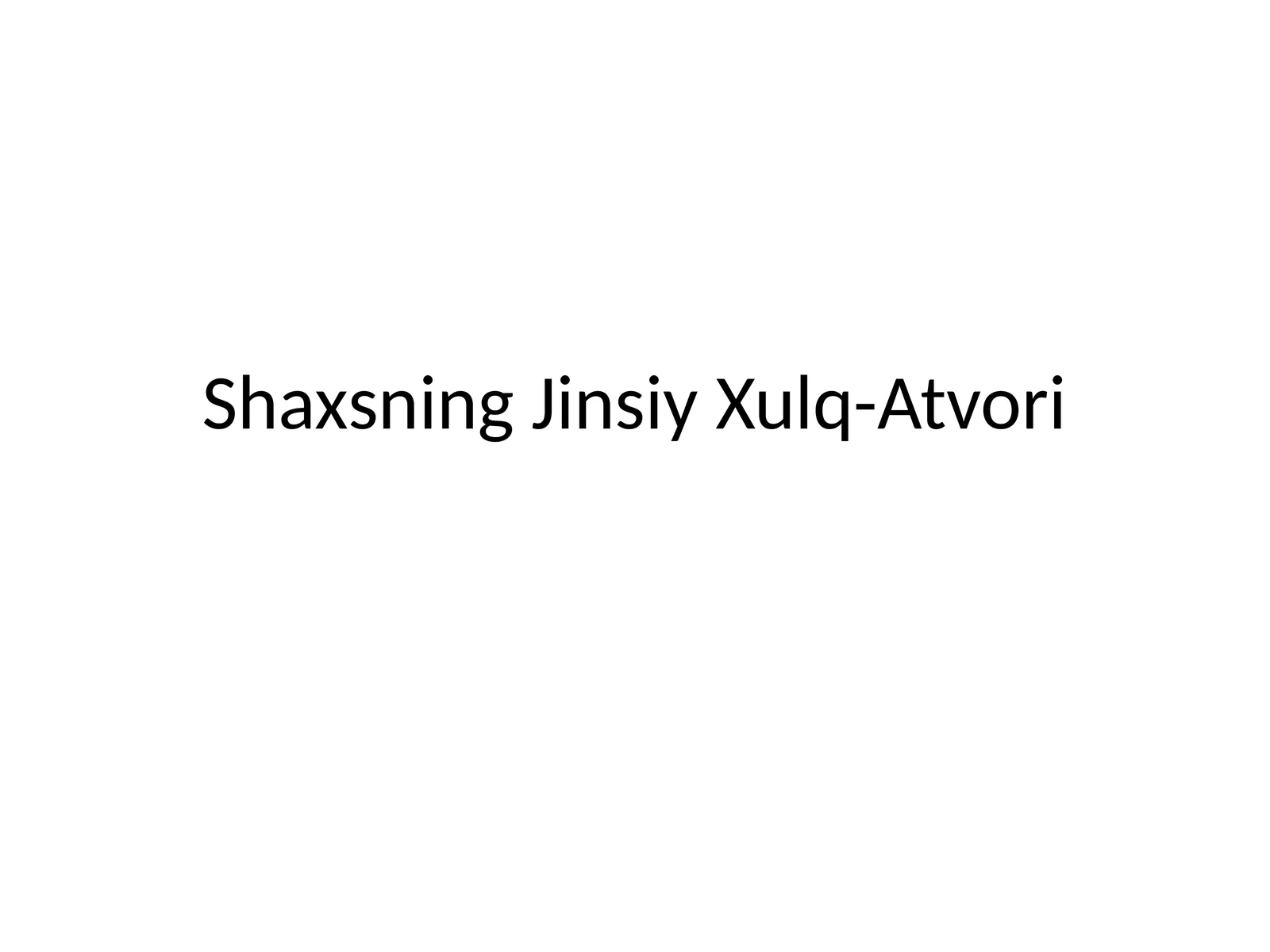 Shaxsning Jinsiy Xulq-Atvori