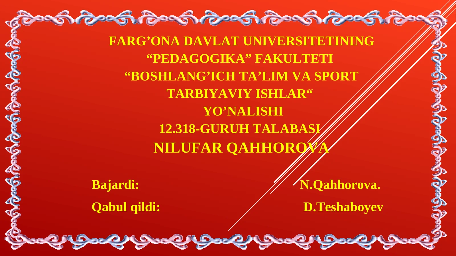 BOSHLANG’ICH TA’LIM VA SPORT TARBIYAVIY ISHLAR