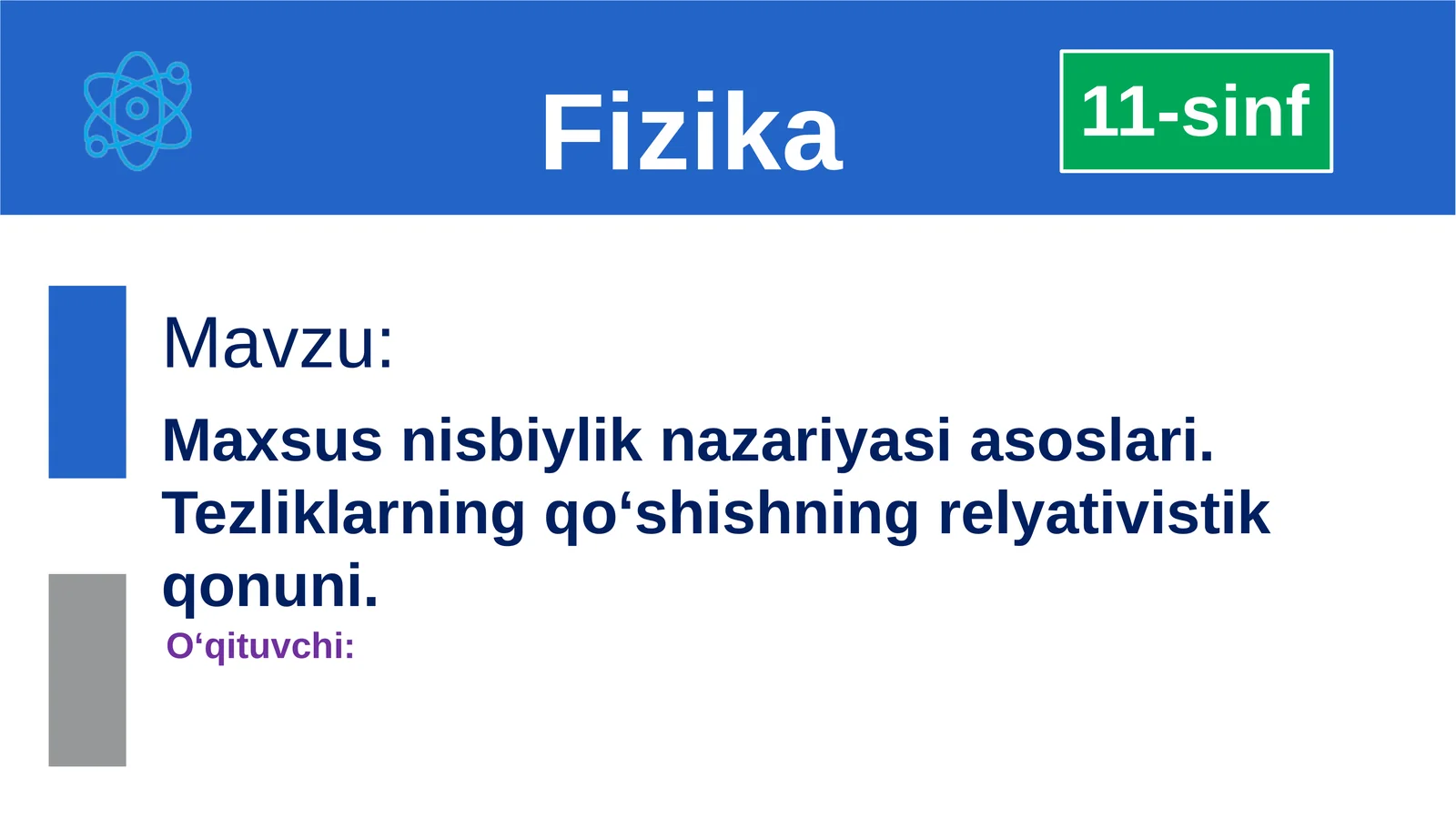 Maxsusnisbiylik nazariyasining asoslari