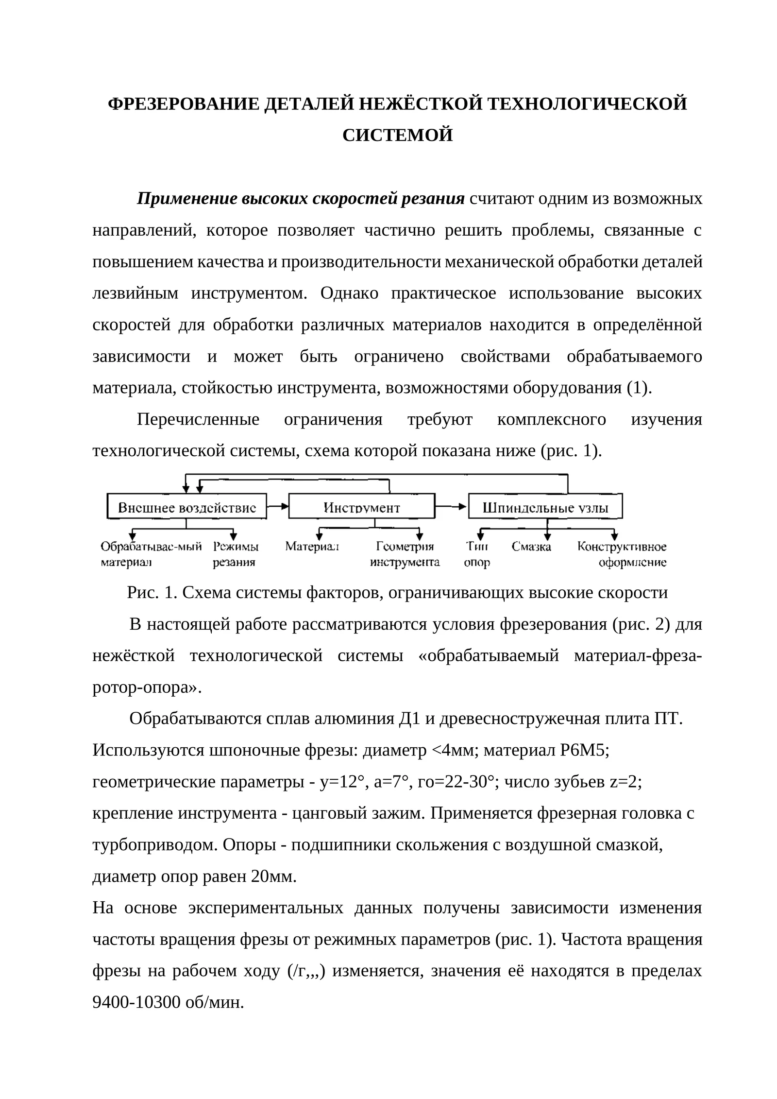 Фрезерование деталей нежёсткой технологической системой