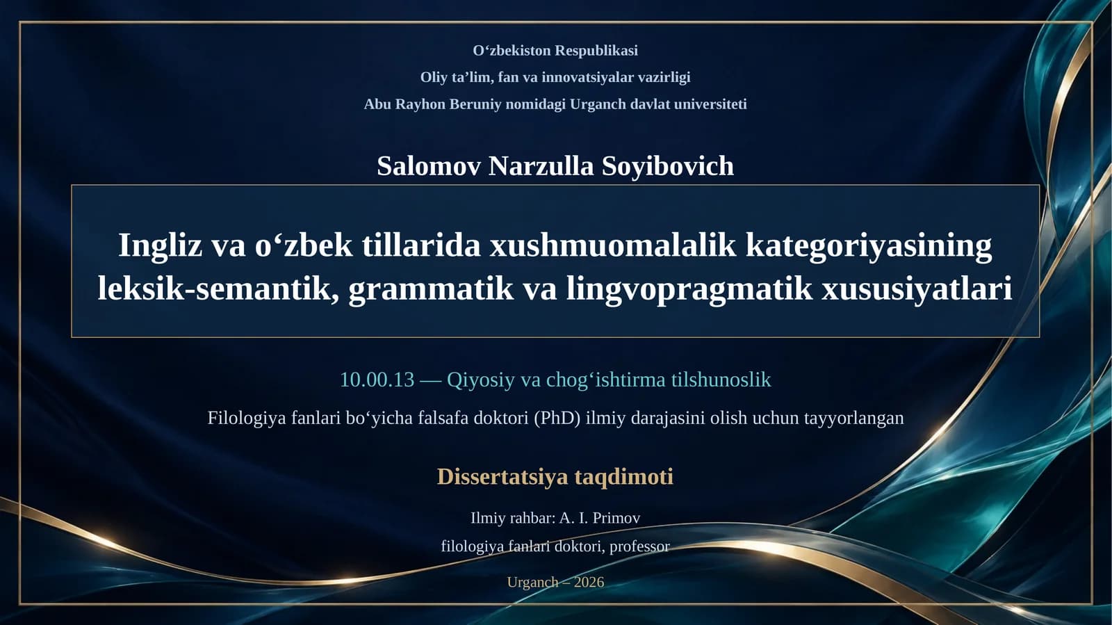 Dissertatsiya taqdimoti